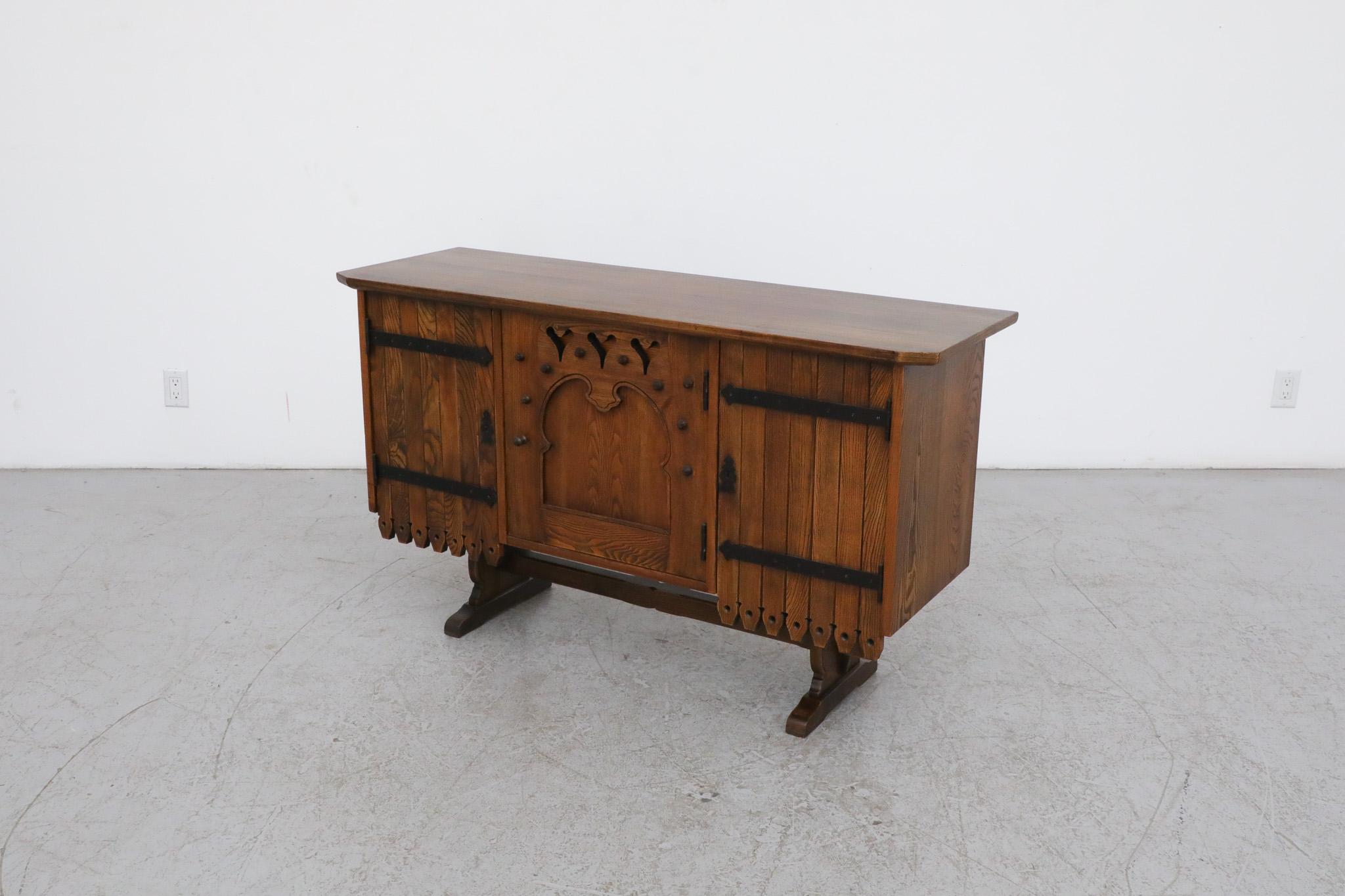 Polish Mid-Century Austrian Style Sideboard with Ornate Detail For Sale