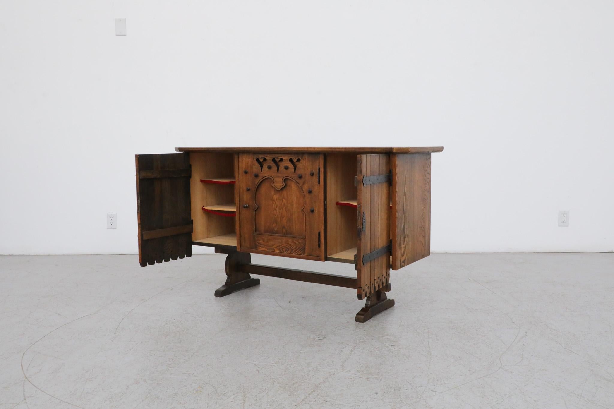 Mid-20th Century Mid-Century Austrian Style Sideboard with Ornate Detail For Sale