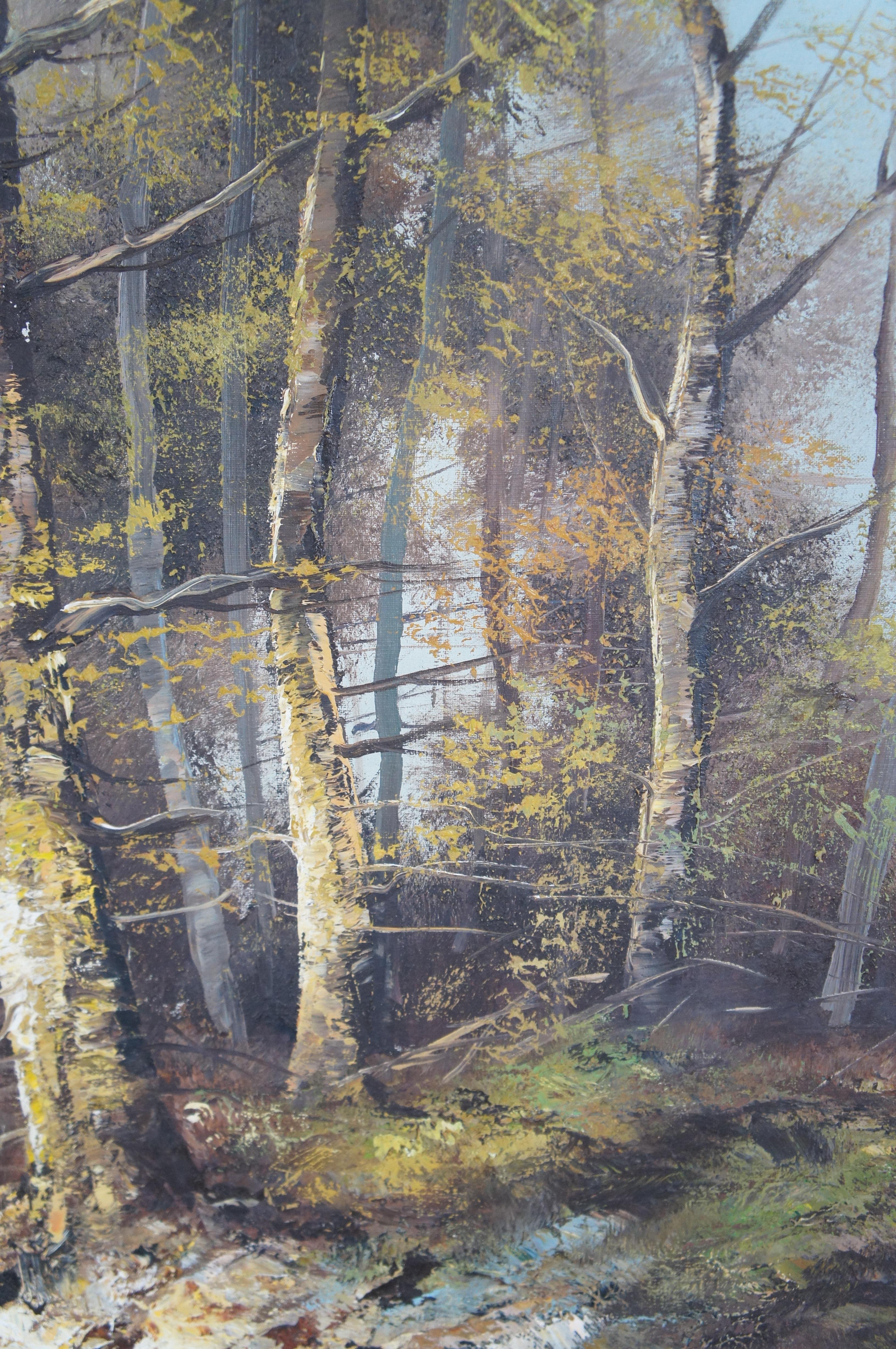 Mid Century Austrian Viennese Woodland River Landscape Oil Painting by Jacobs For Sale 2