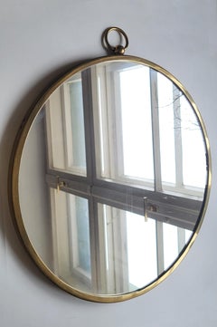 Mid Century Austrian Vintage Brass Wall Mirror, 1950s