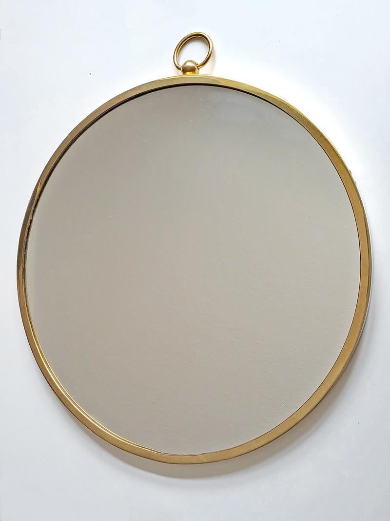 Hollywood Regency Mid Century Austrian Vintage Brass Wall Mirror, 1950s For Sale