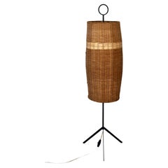 Mid-Century Austrian Wicker Floor Lamp " Renee " by J.T. Kalmar