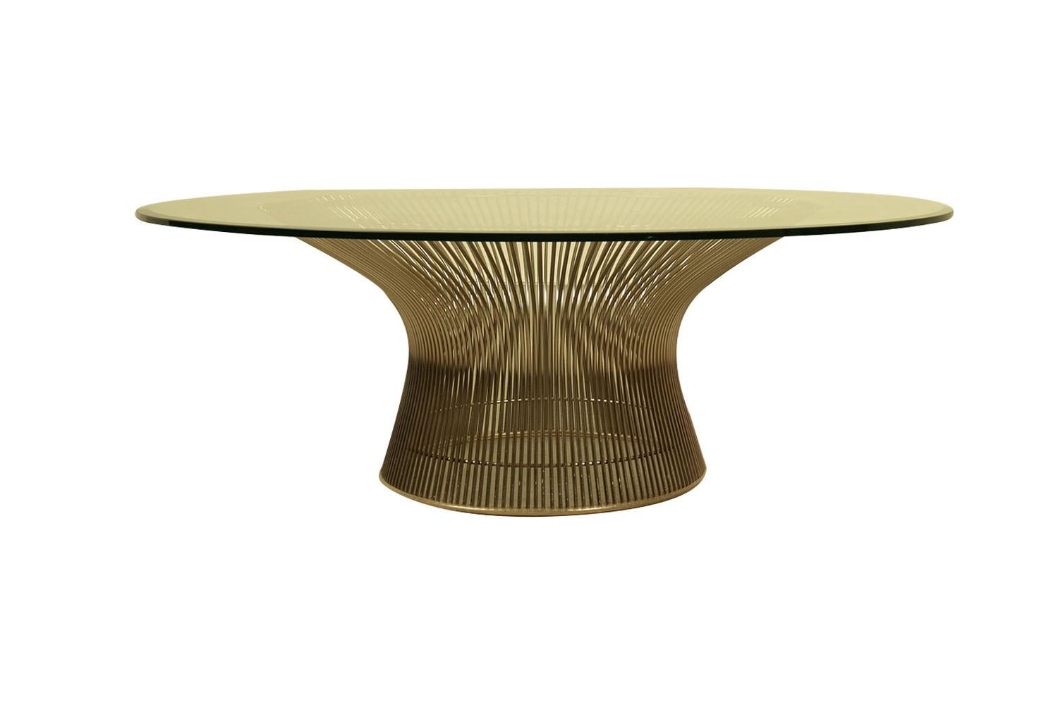Mid-Century Authentic Knoll Warren Platner Wire Glass Coffee Table  In Good Condition For Sale In Baltimore, MD