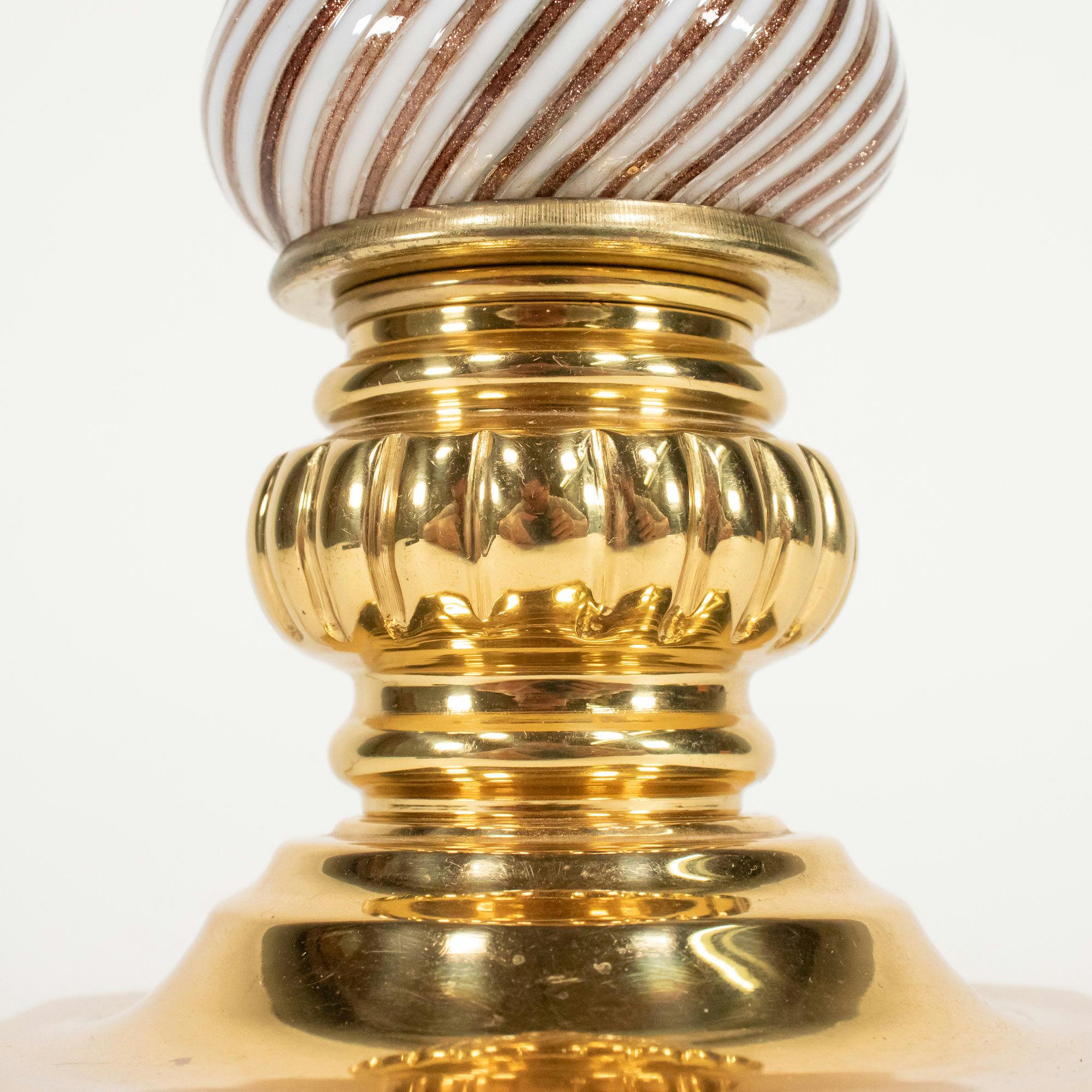 Mid Century Aventurine Filigrana Murano Table Lamp attributed to Dino Martens For Sale 6