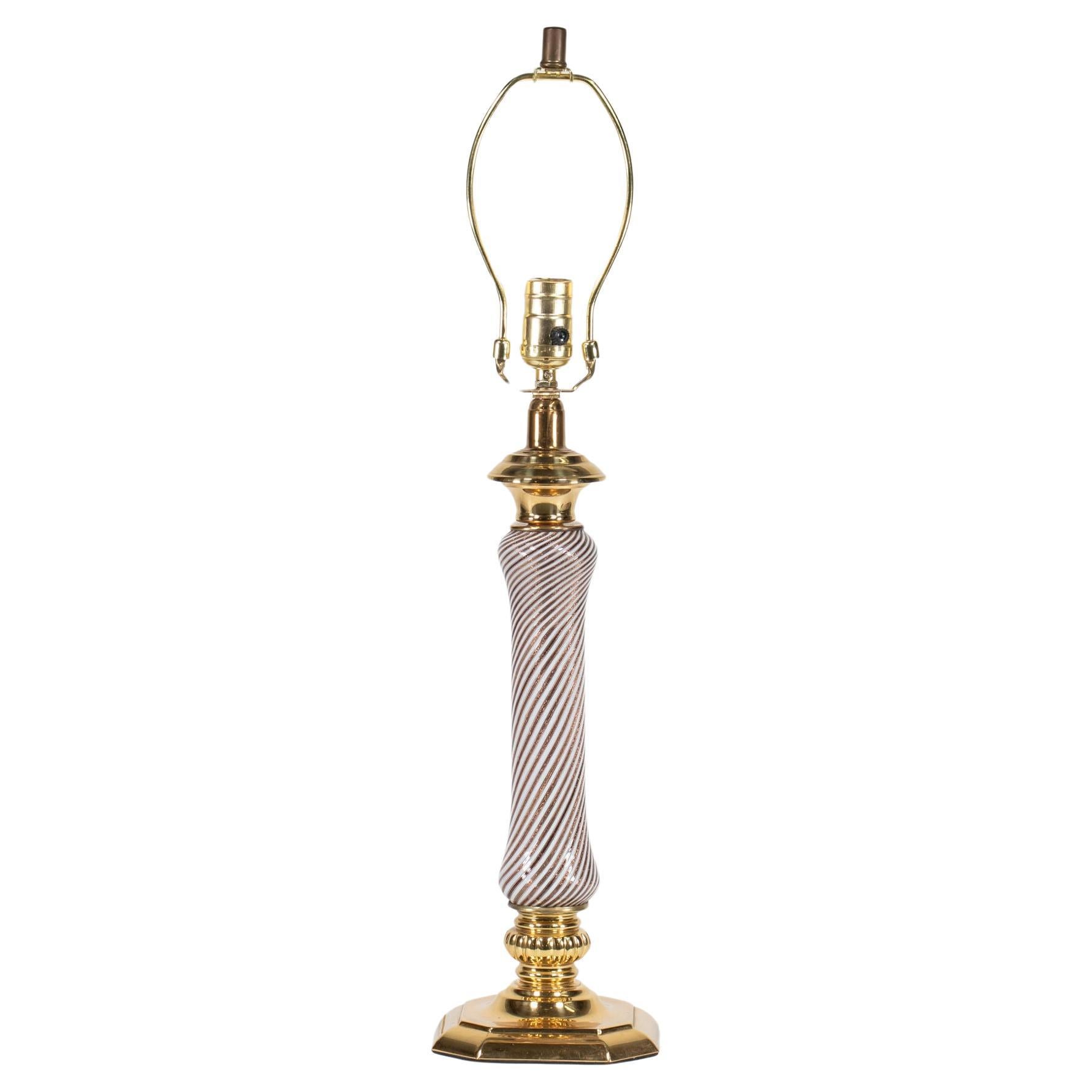 Mid Century Aventurine Filigrana Murano Table Lamp attributed to Dino Martens For Sale