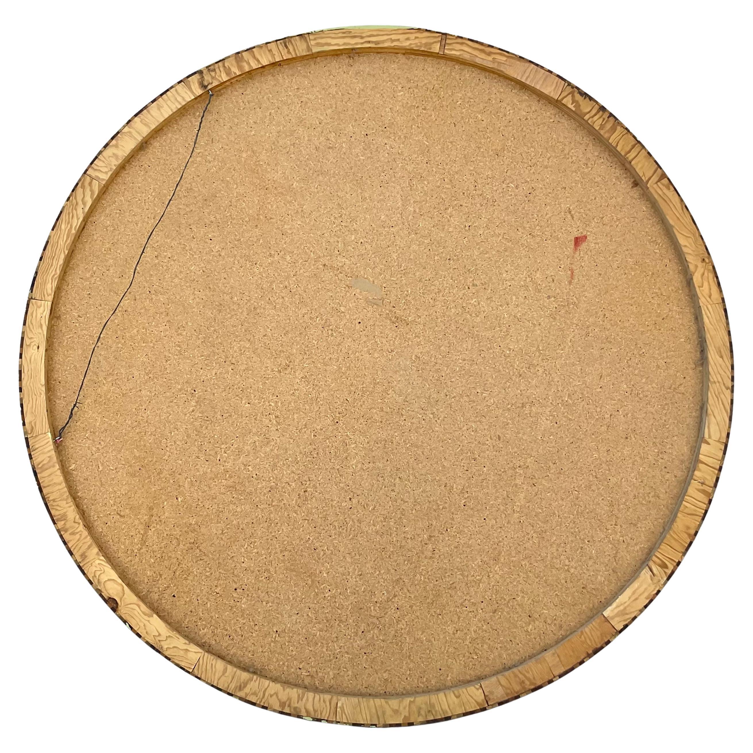 Mid Century Aztec Calendar Large Circular Inlaid Wood For Sale 1