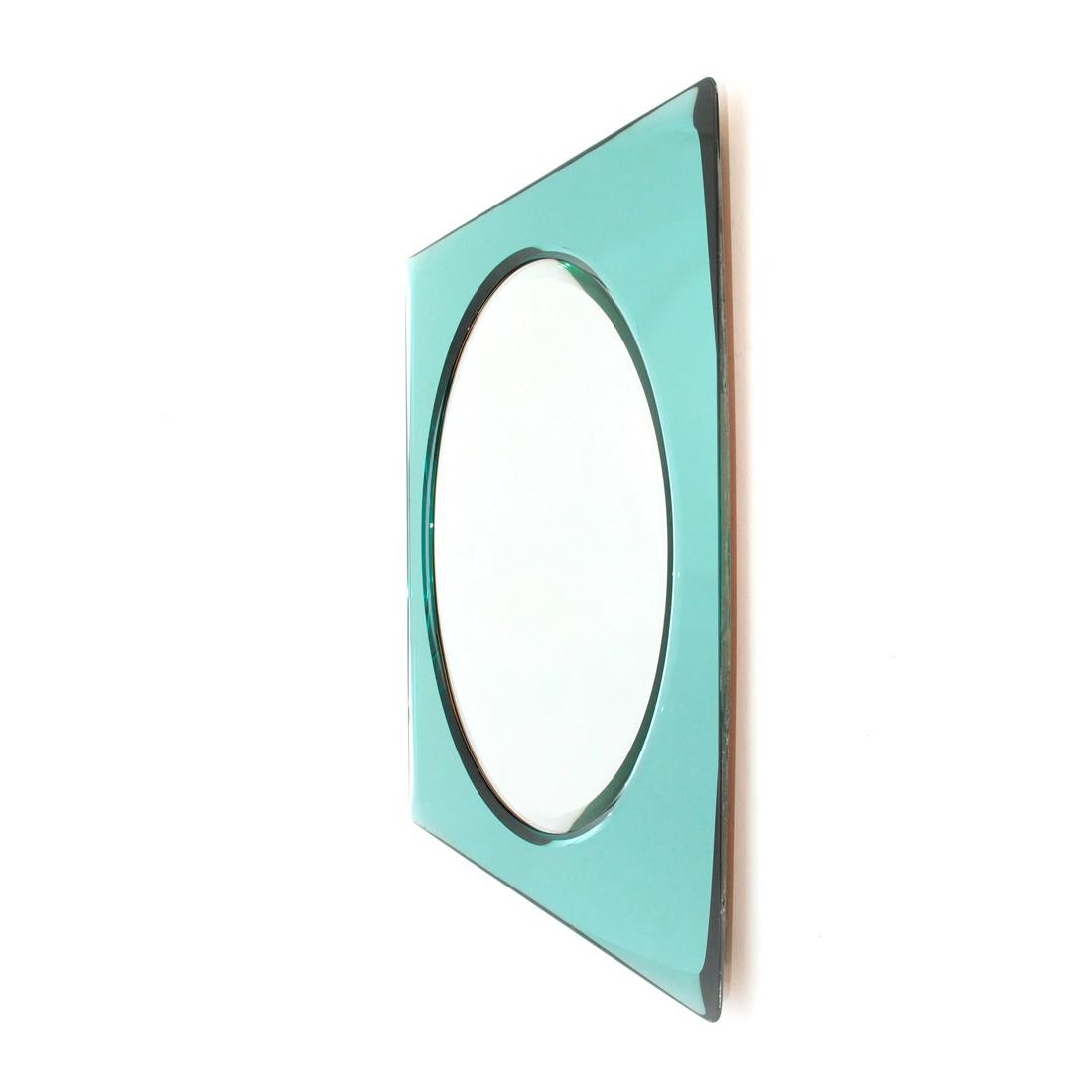 Midcentury Azure Mirrored Frame Italian Mirror, 1970s In Good Condition In Savona, IT
