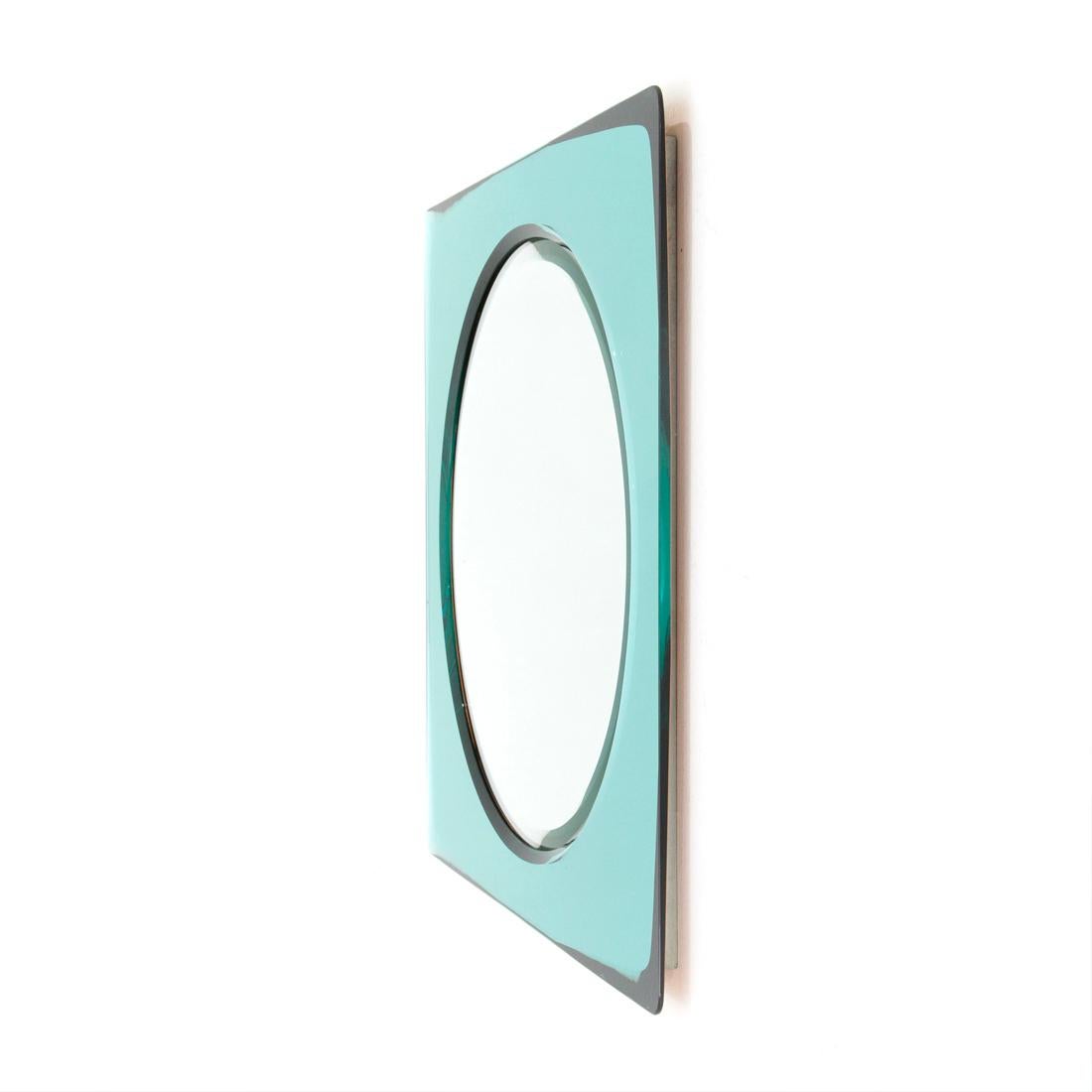 Midcentury Azure Mirrored Frame Italian Mirror, 1970s 3