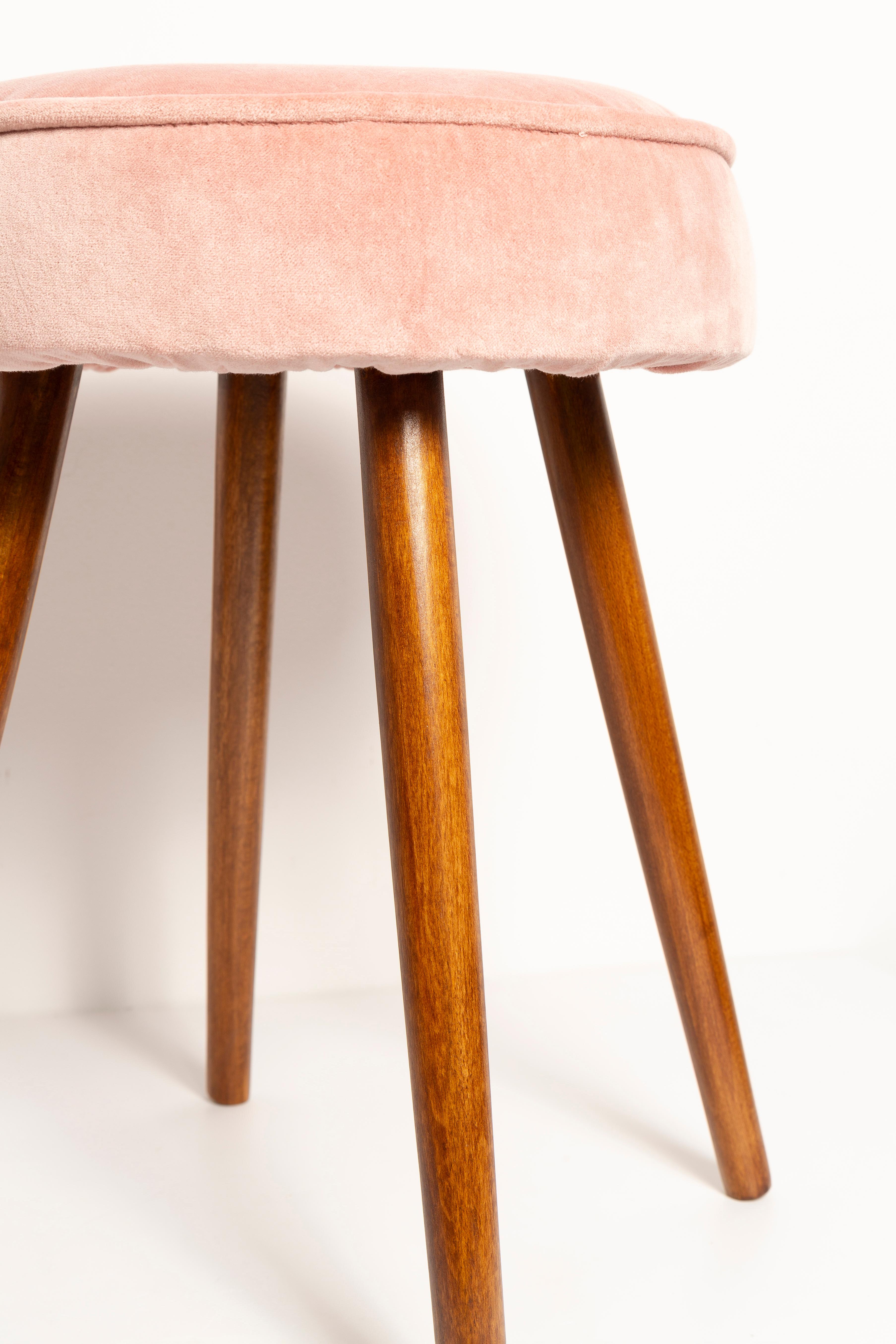 Hand-Crafted Mid Century Baby Pink Stool, Europe, 1960s For Sale