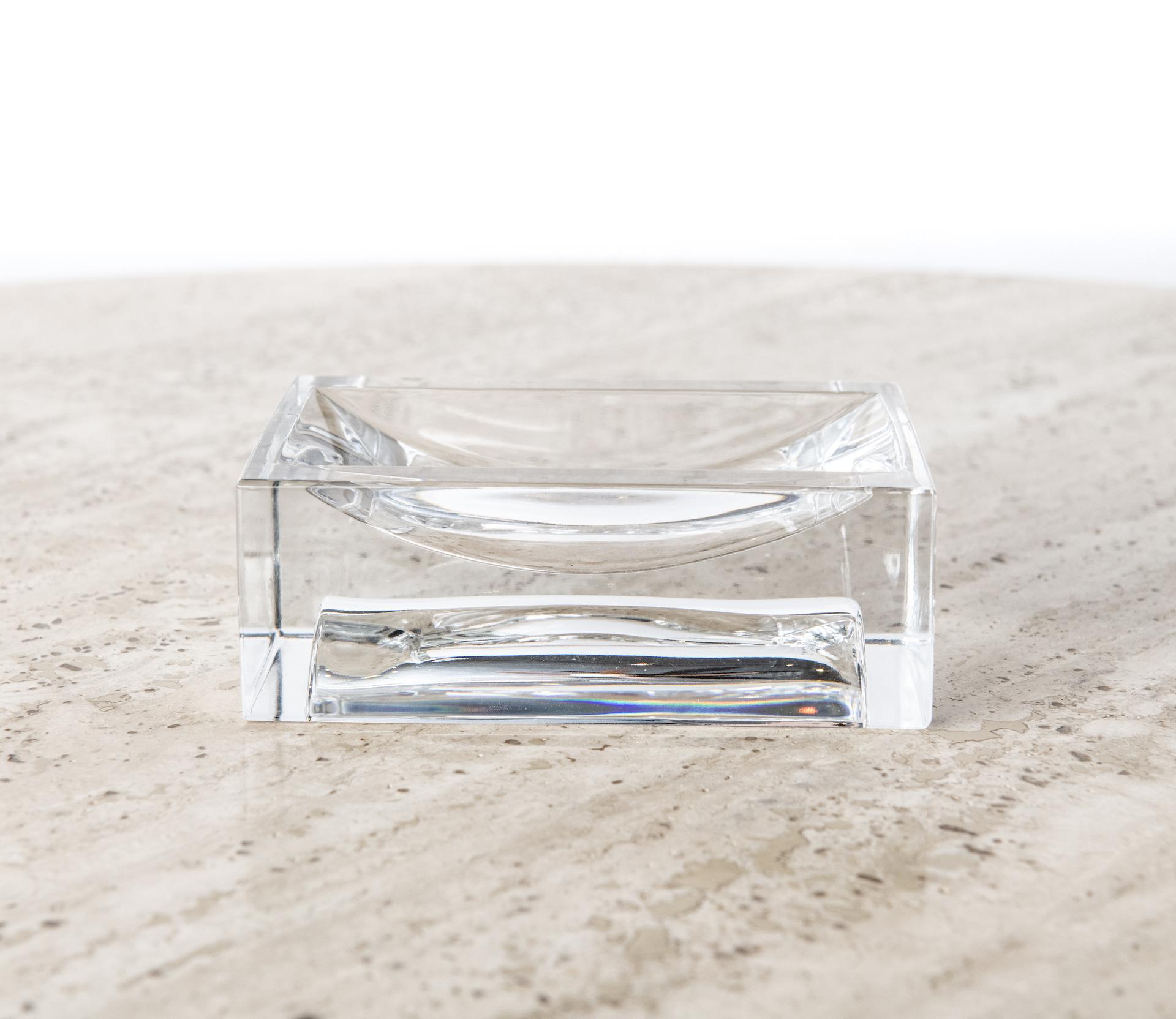 A scarce midcentury baccarat crystal business cardholder desk accessory, circa 1960s.