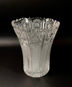 Mid Century Baccarat Stil Trompete Vase Geschliffenes Kristall