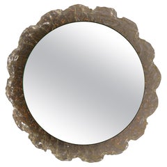 Mid Century Back Lit Mirror with Glass Frame