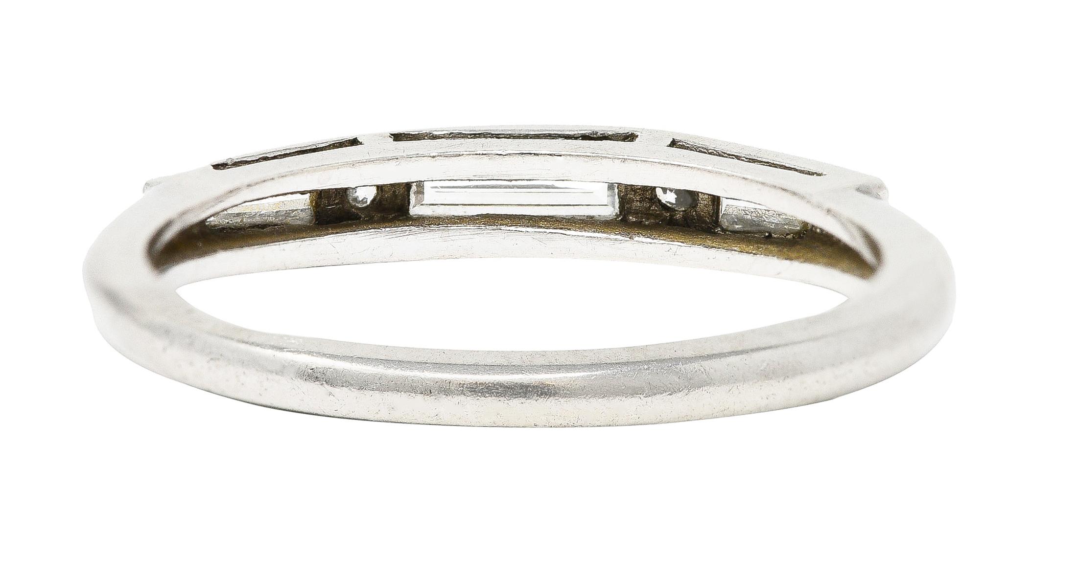 Women's or Men's Mid-Century Baguette Cut Diamond Platinum Vintage Chanel Band Ring