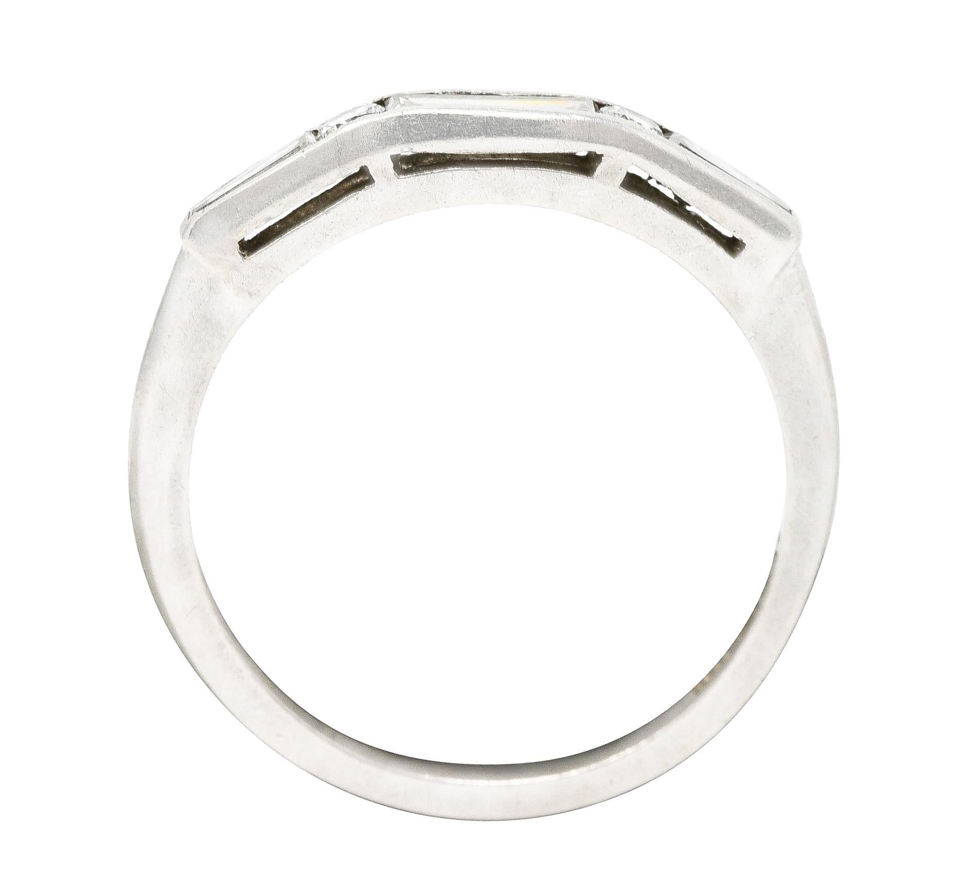 Mid-Century Baguette Cut Diamond Platinum Vintage Chanel Band Ring 4