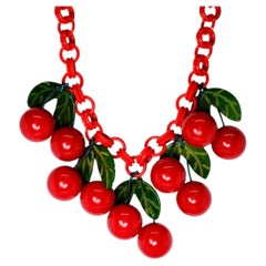 Mid-Century Bakelite Cherry Necklace, Circa 1940