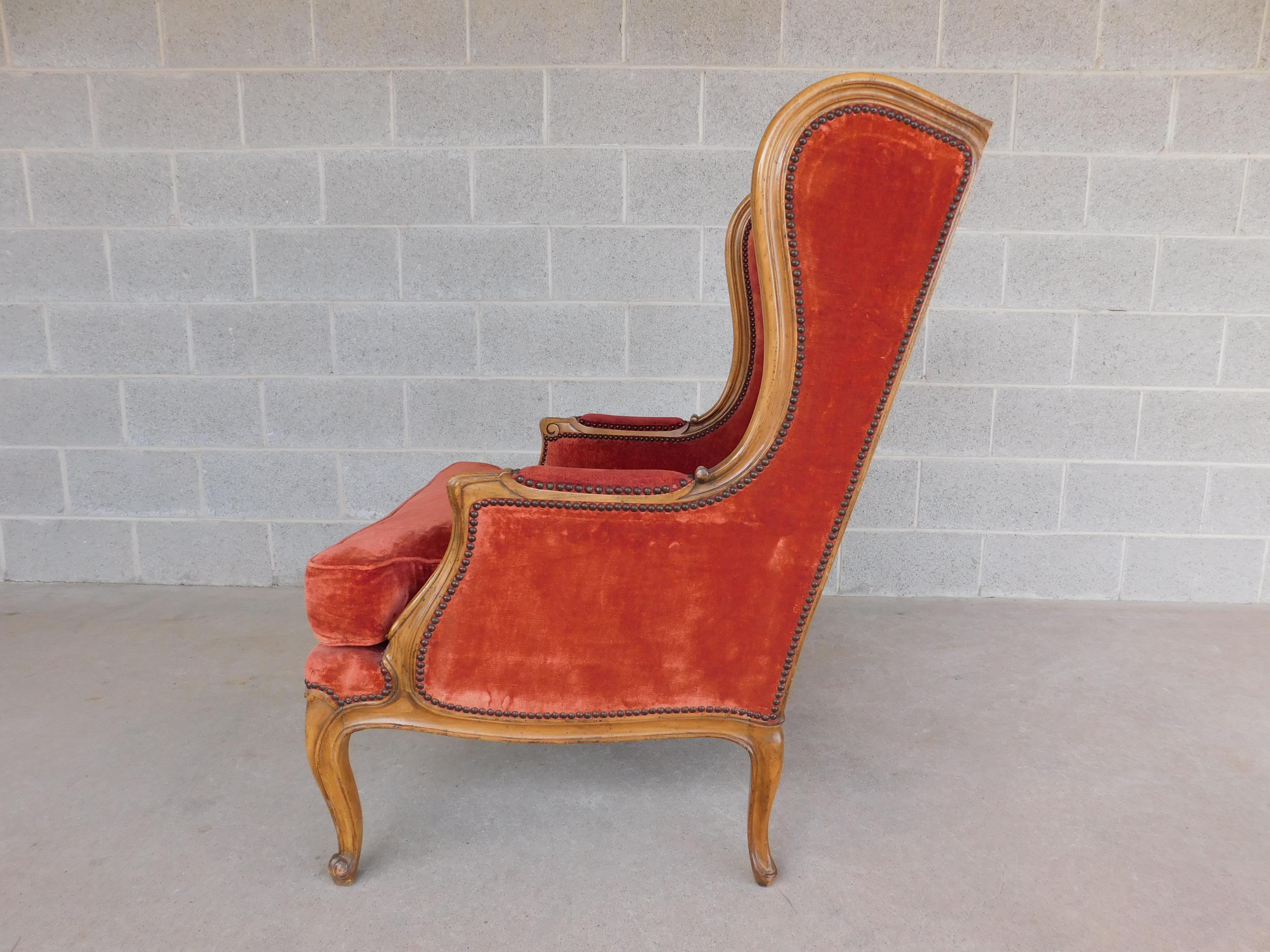 French Provincial Midcentury Baker Furniture French Style Bergere Chair For Sale