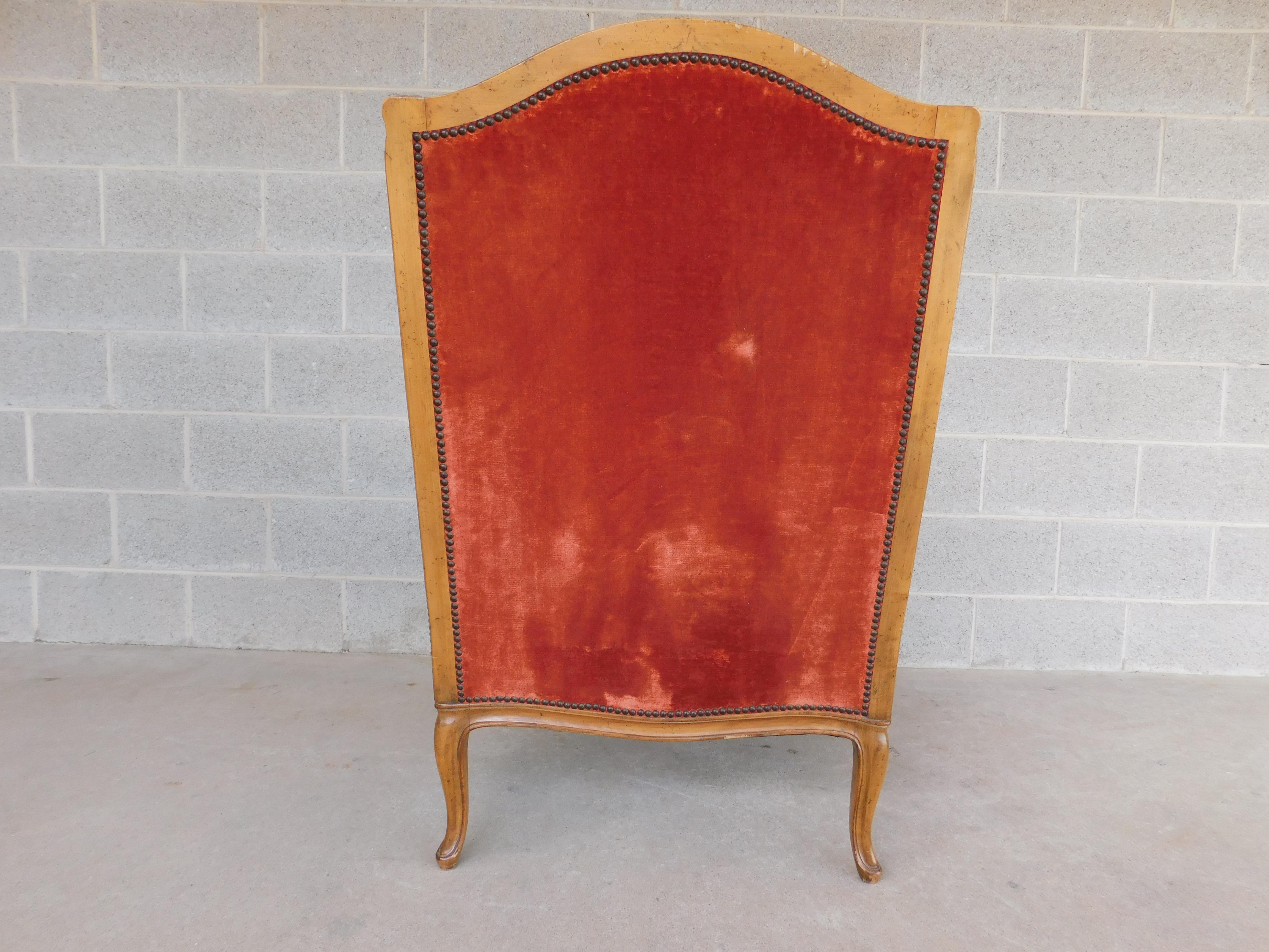 20th Century Midcentury Baker Furniture French Style Bergere Chair For Sale
