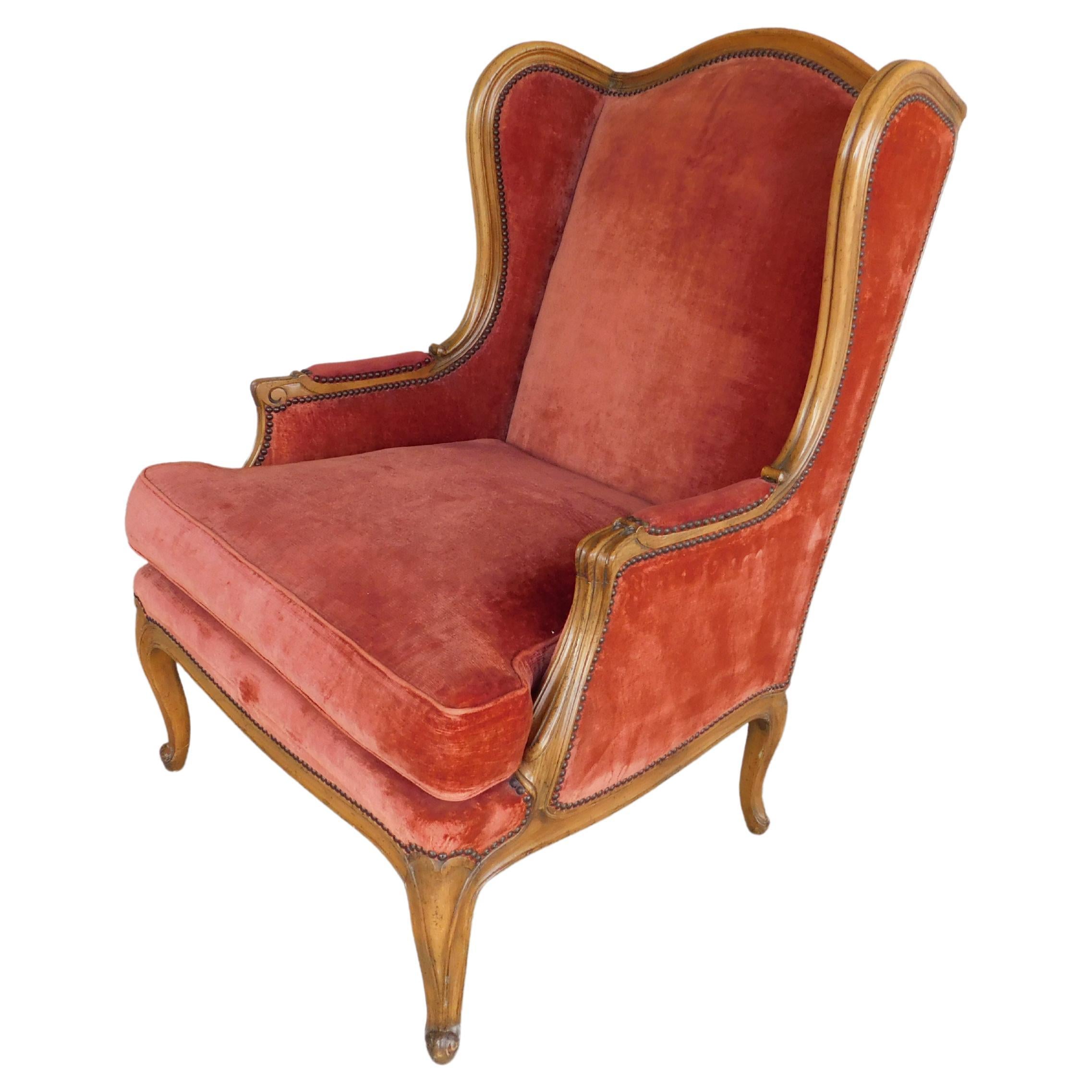 Midcentury Baker Furniture French Style Bergere Chair