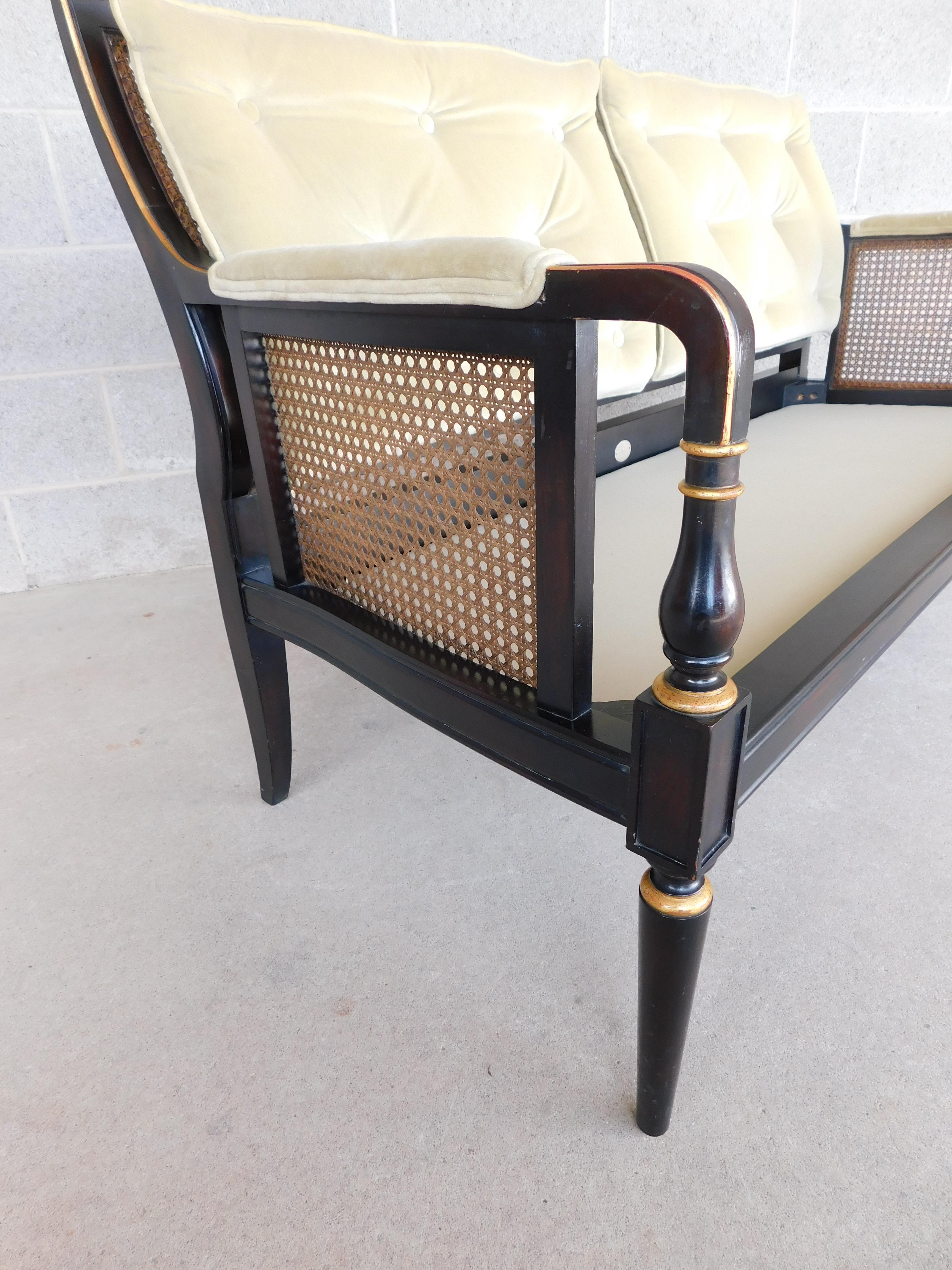 Midcentury Baker Furniture Regency Style Schwarz lackierter Rahmen Settee (Holz)