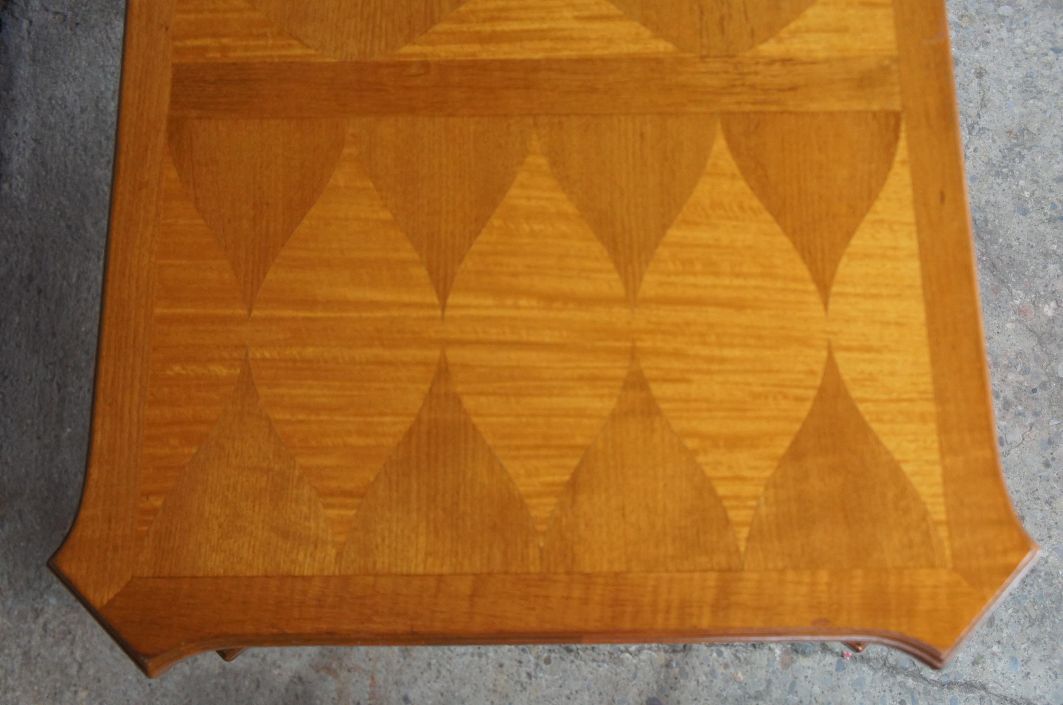 Midcentury Baker Furniture Walnut Parquetry Neoclassical Writing Library Desk In Good Condition In Dayton, OH