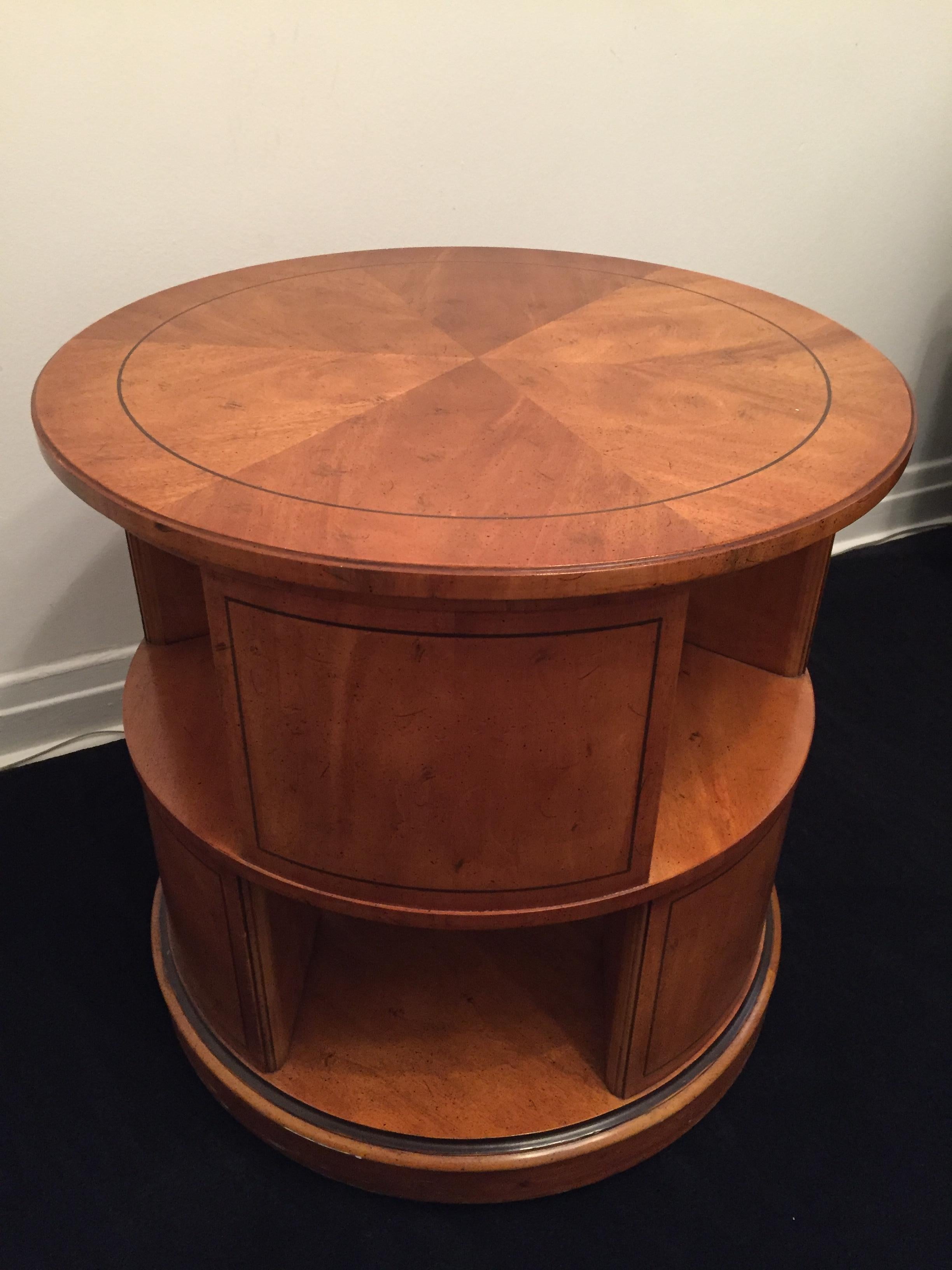 Hand-Crafted Mid-century Baker Palladian Inspired Revolving Book Case or Side Table