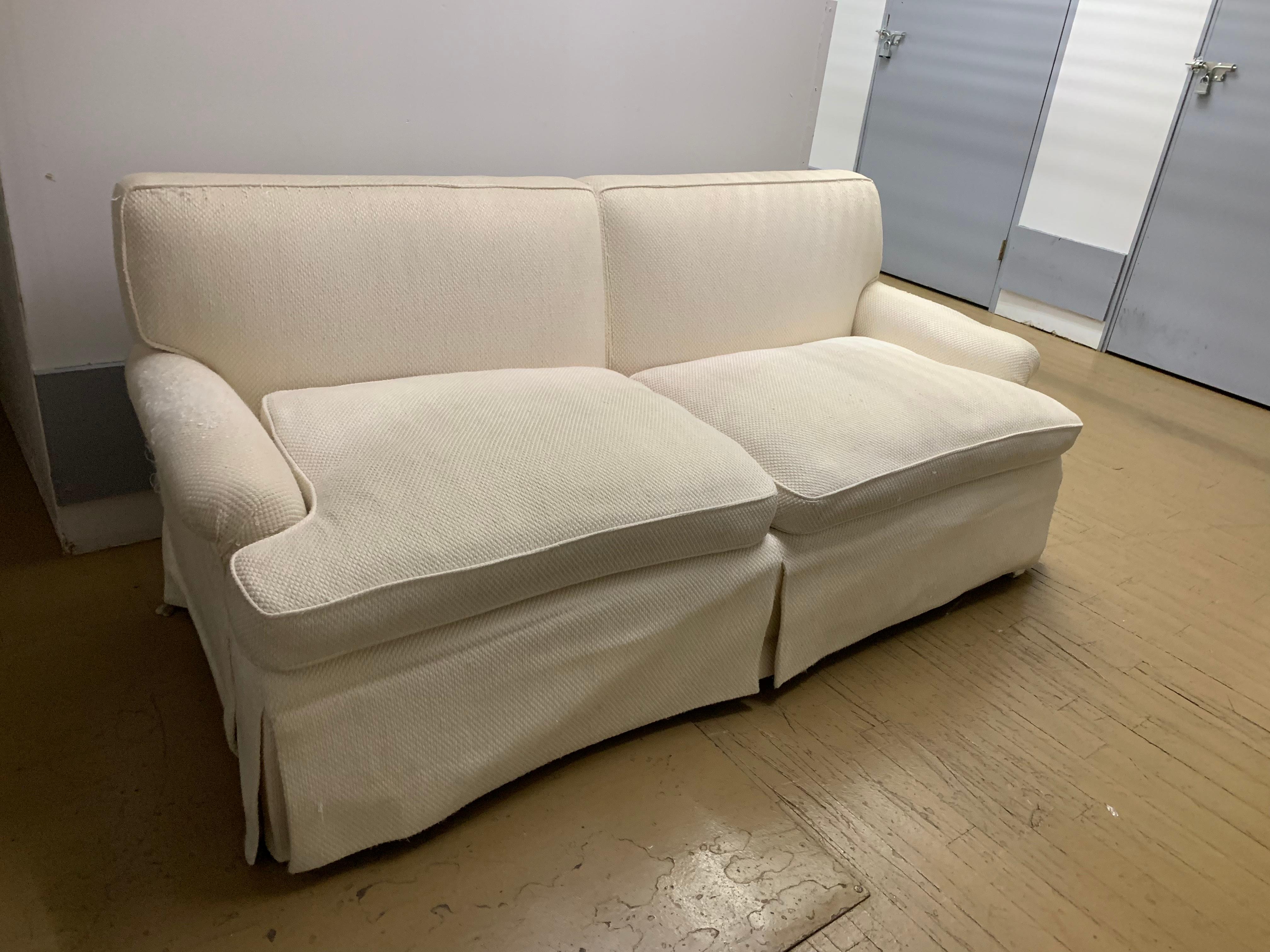 Hand-Crafted Mid-Century Baker Upholstered Two-Seat Sofa For Sale