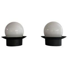Mid-century Ball Glass Pair of Flush Mount or Sconces by ISMOS, 1960s, Italy