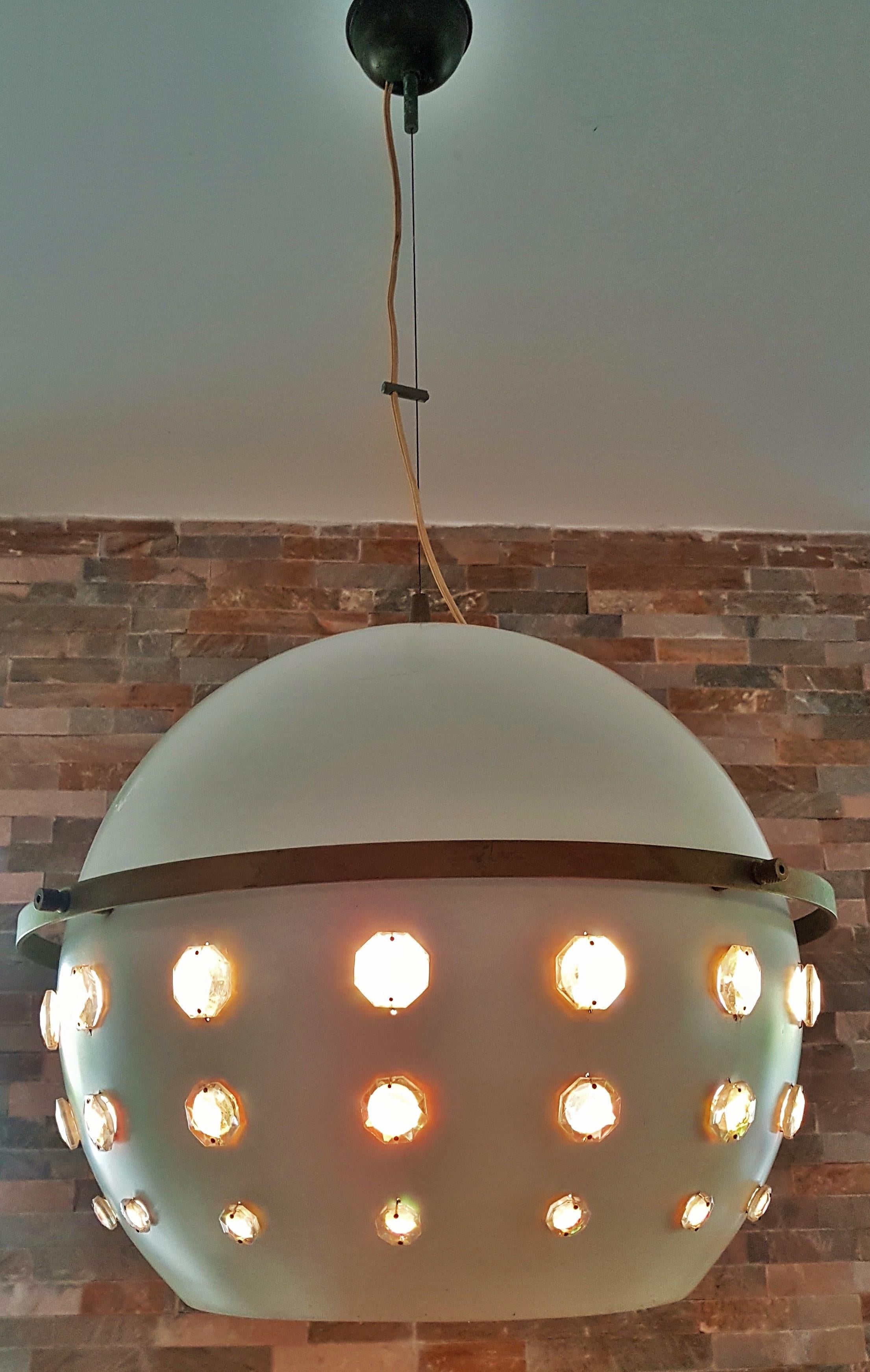 Mid-Century Ball Pendant Lamp with Swarovski style Chrystals, Italy 1960s 3