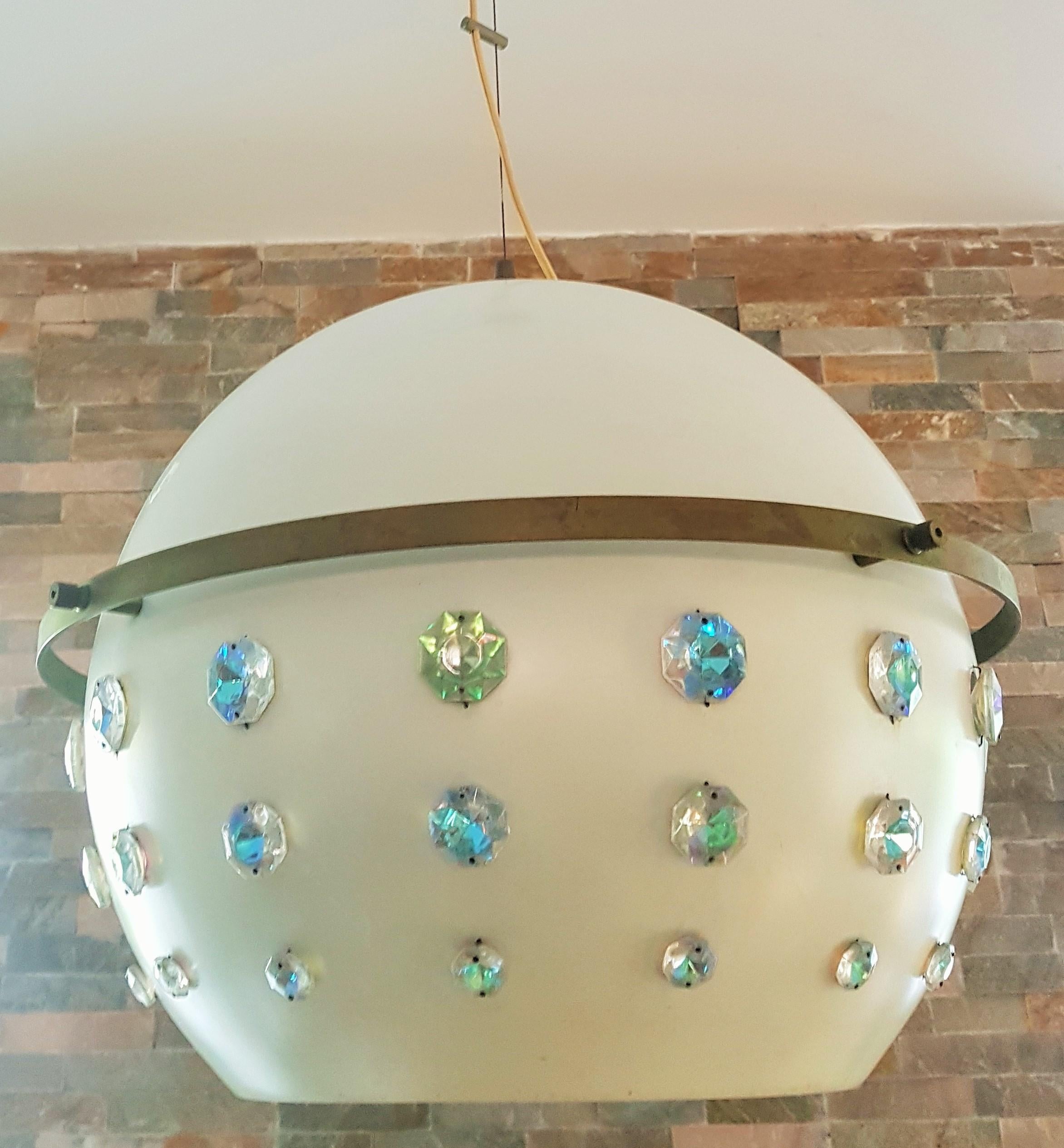 Mid-Century Ball Pendant Lamp with Swarovski style Chrystals, Italy 1960s 7