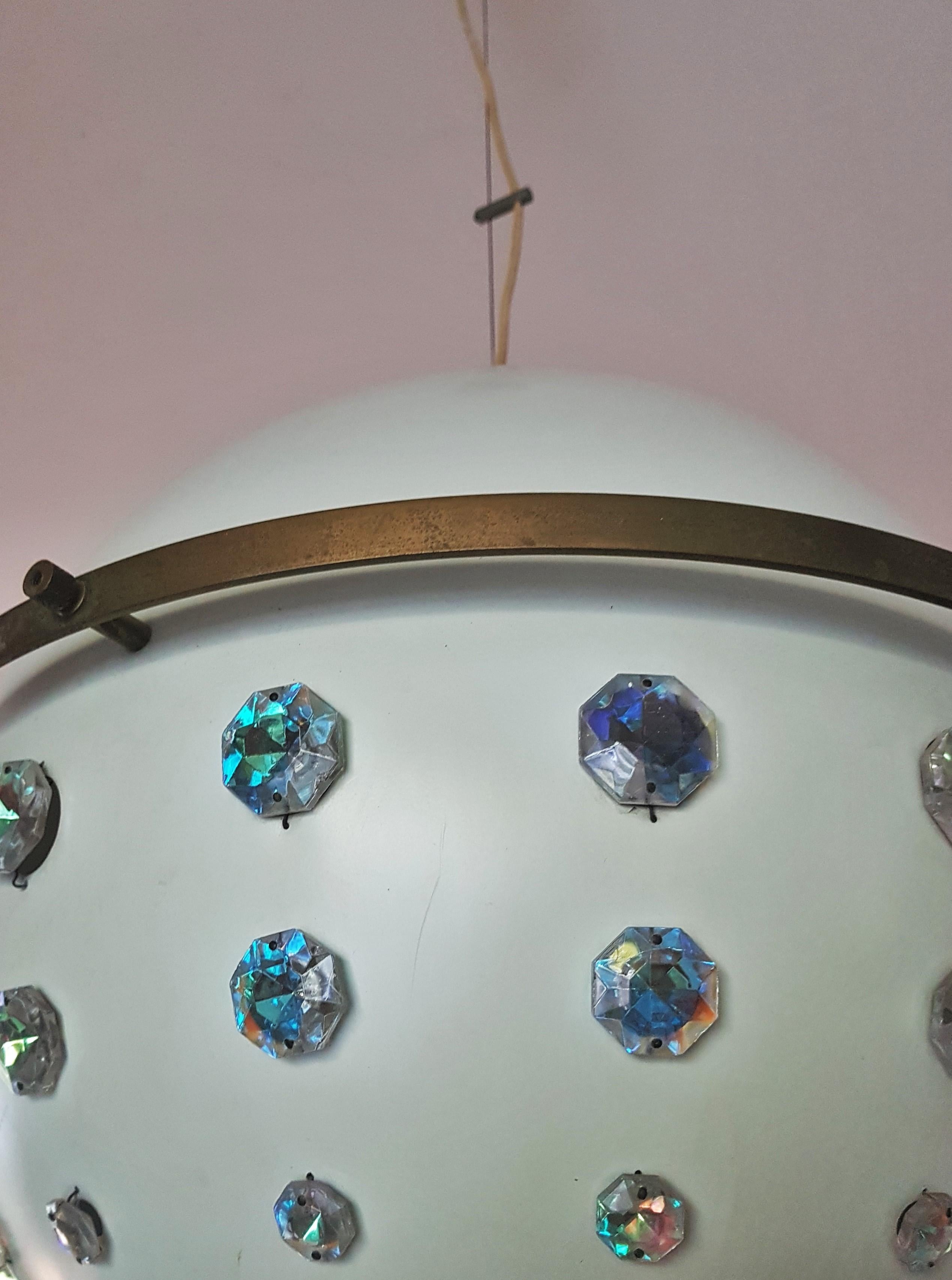 Mid-Century Ball Pendant Lamp with Swarovski style Chrystals, Italy 1960s 9