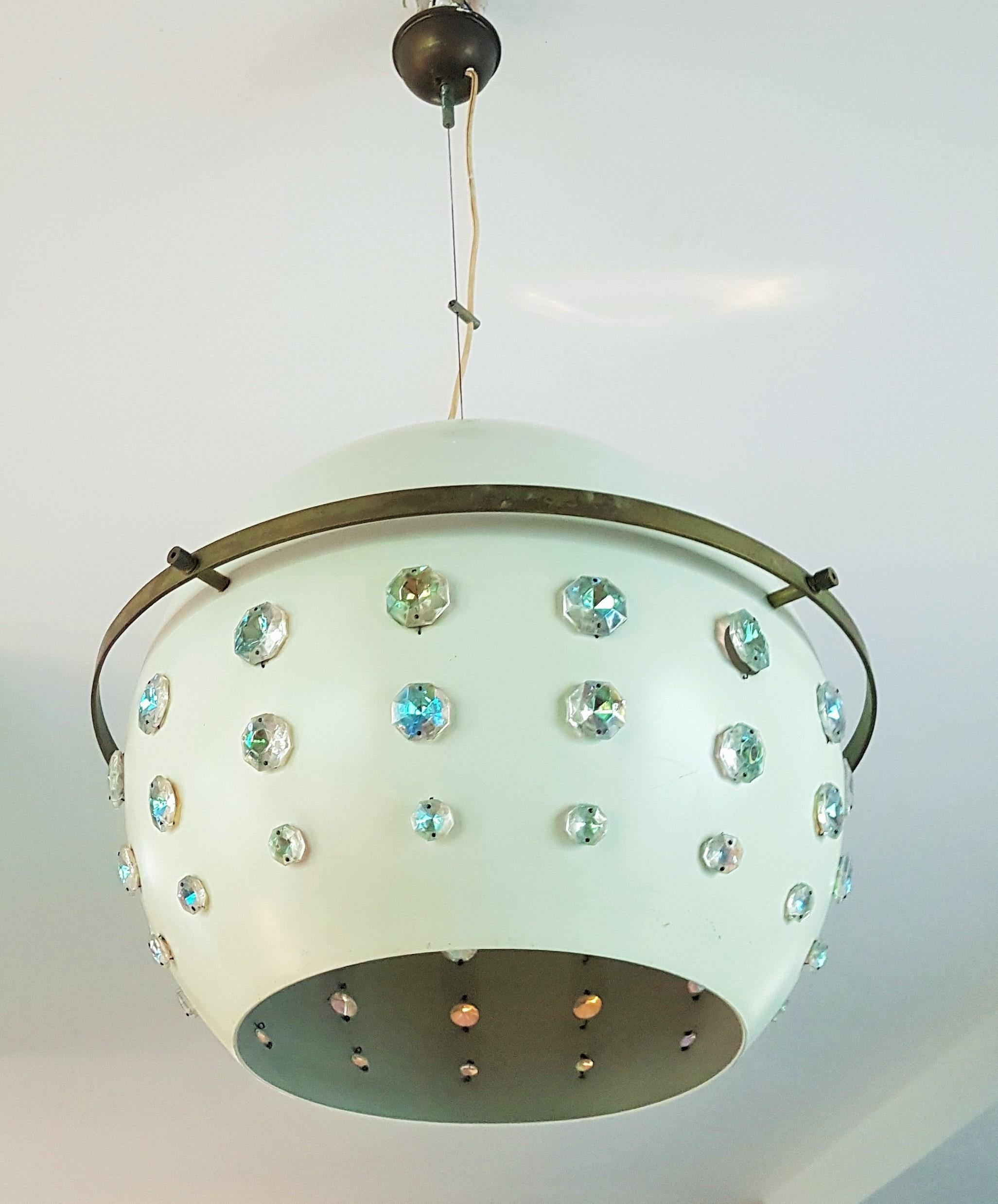 Mid-Century Ball Pendant Lamp with Swarovski style Chrystals, Italy 1960s 11