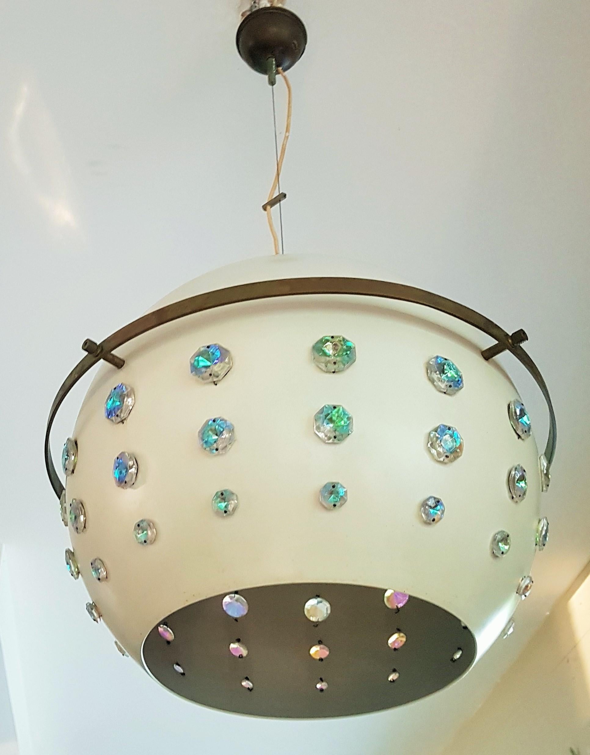 Mid-Century Ball Pendant Lamp with Swarovski style Chrystals, Italy 1960s 13