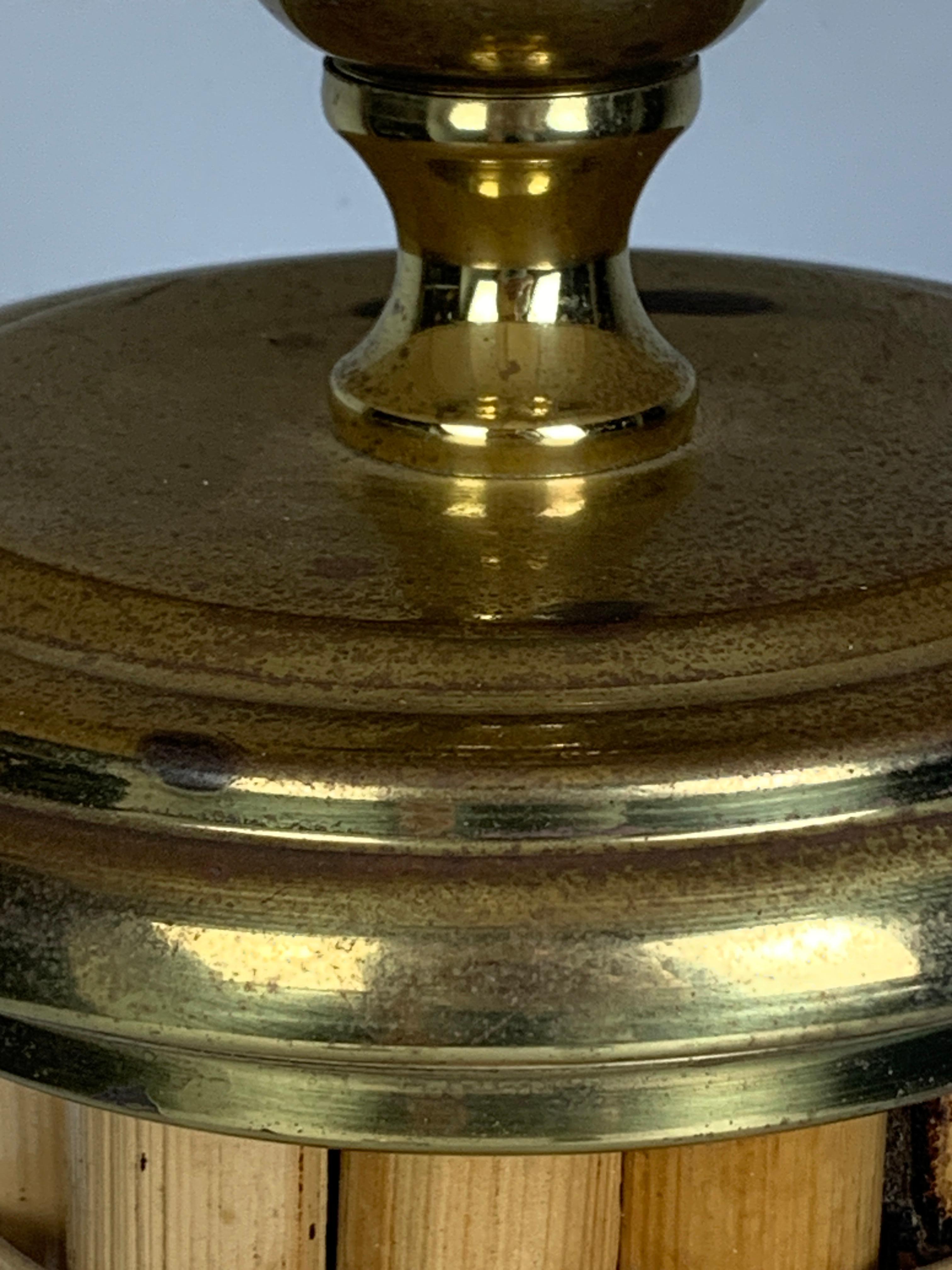 Lámpara de mesa seta grande de bambú y latón de mediados de siglo, Leola, años 60 en venta 4