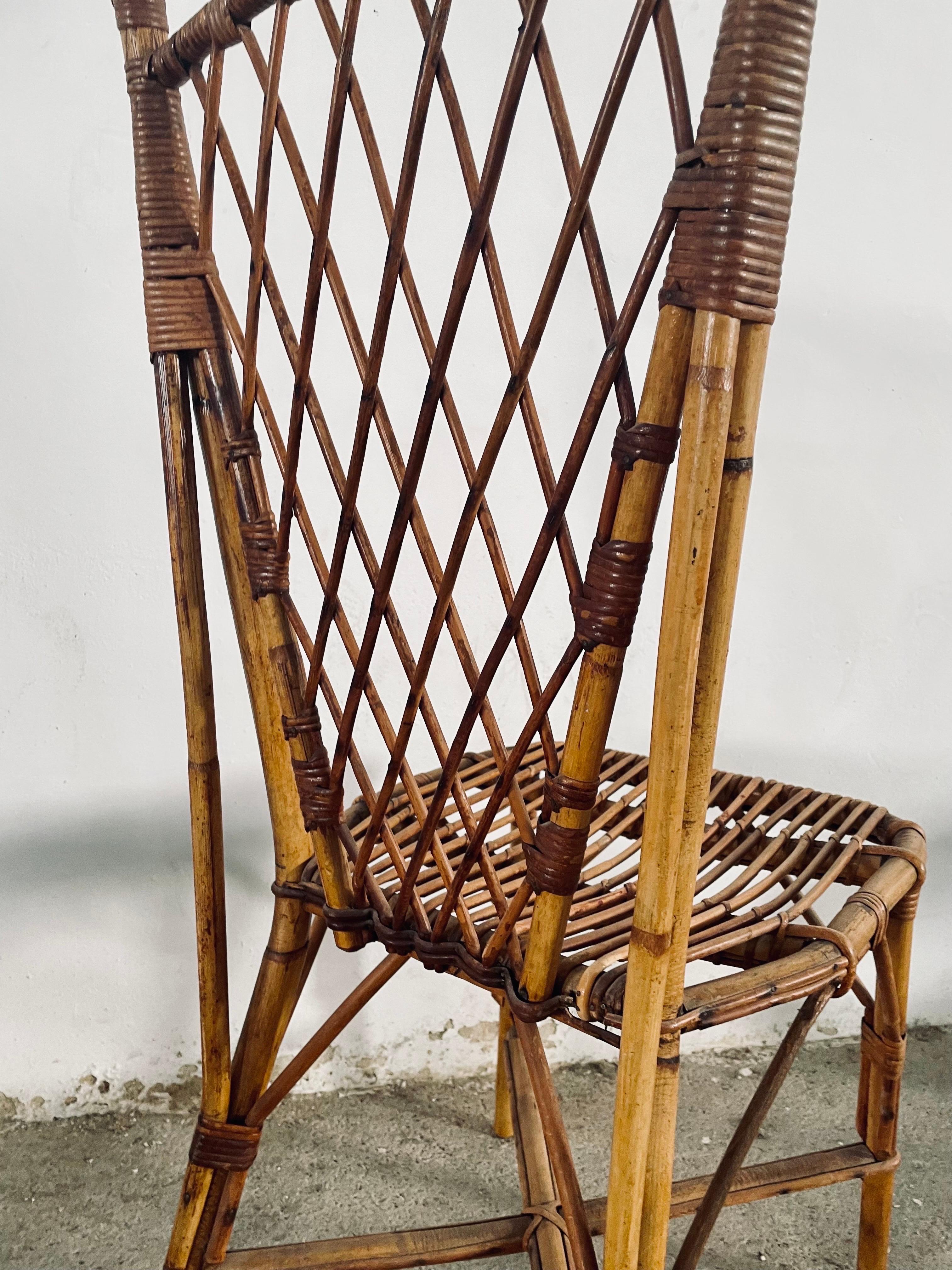 Mid-Century Bamboo and Cane Dining Room Chairs, France 1950s For Sale 5