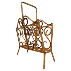 Vintage Mid Century Bamboo and Cane Magazine Rack in French Riviera Style, 1960s