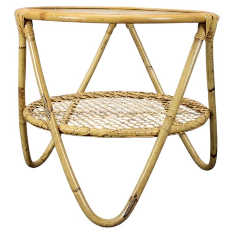 Mid-Century Bamboo and Glass Coffee Table by Alan Fuchs, Czechoslovakia, 1960s For Sale
