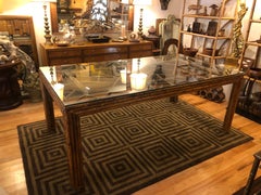 Mid Century Bamboo and Glass Dining Table