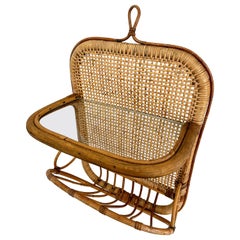 Mid-Century Bamboo and Glass Shelf with Magazine Stand, circa 1960, Italy