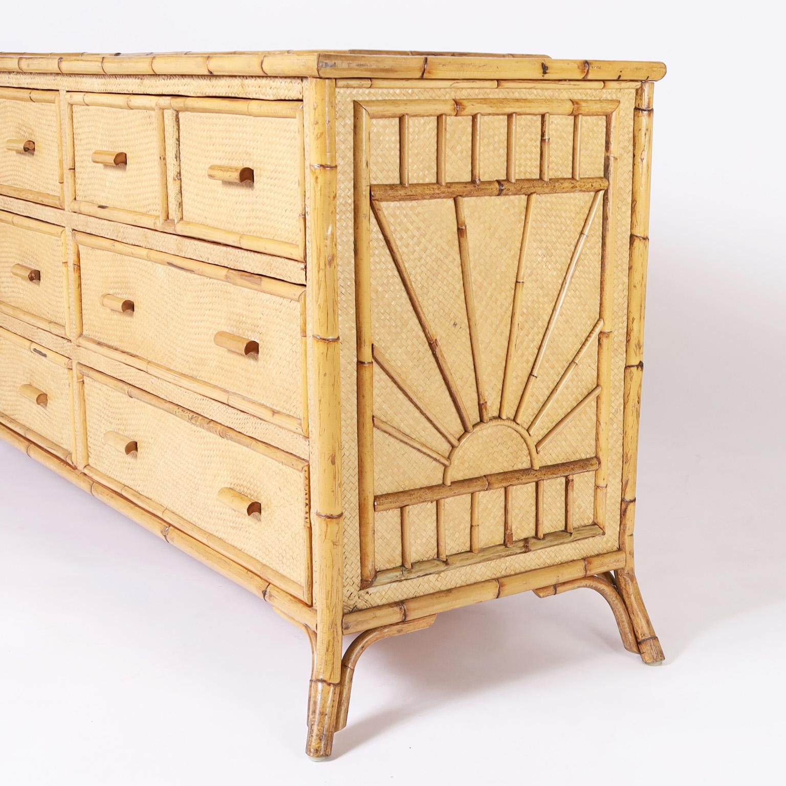 Philippine Mid Century Bamboo and Grasscloth Chest of Drawers