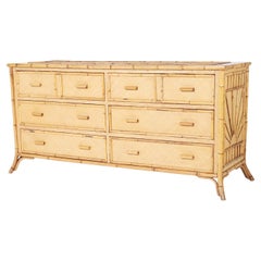 Mid Century Bamboo and Grasscloth Chest of Drawers