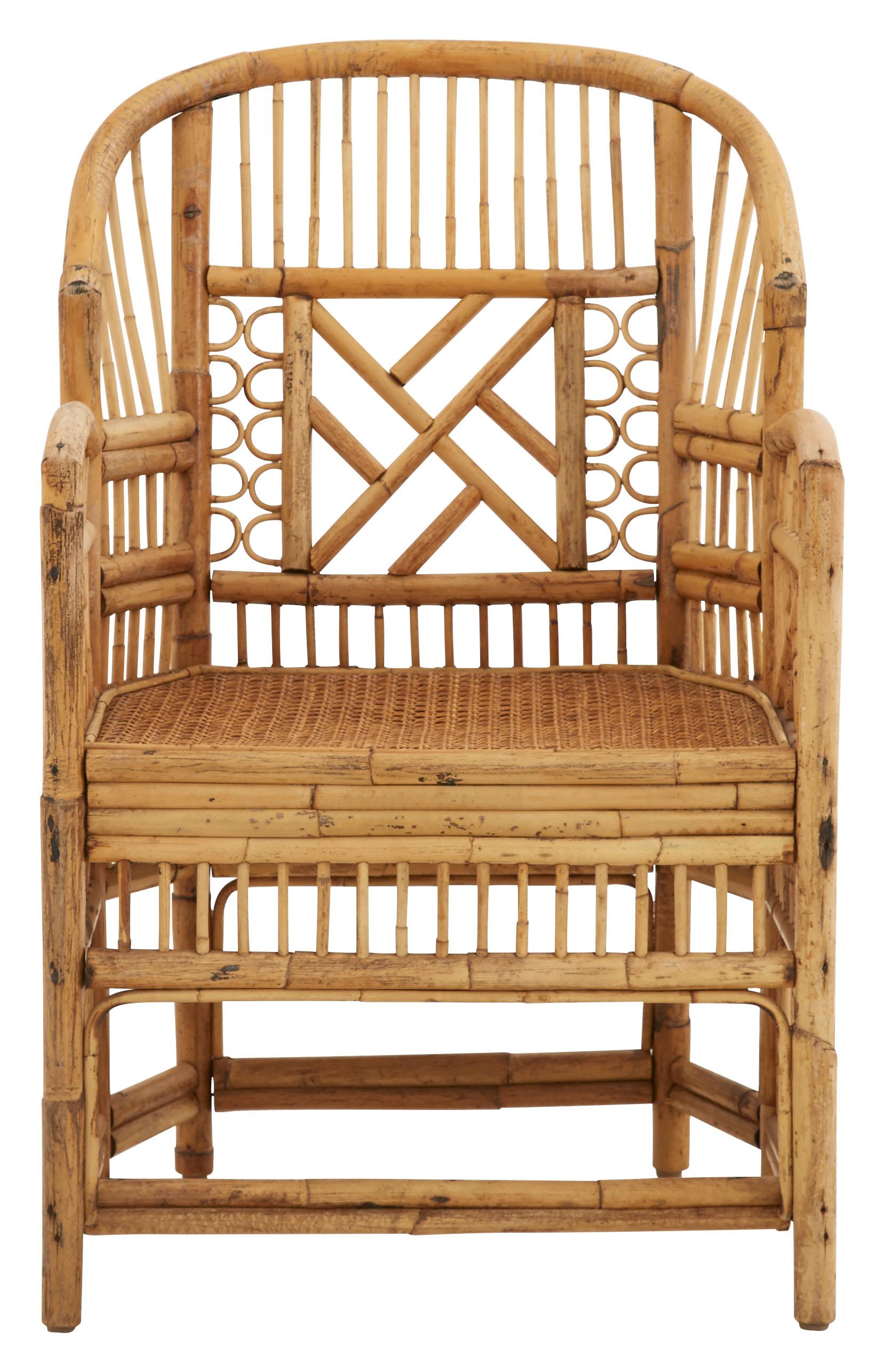 • Bamboo and rattan
• Original cane seat
• Mid-20th century
• American

Dimensions
• Overall 23.5