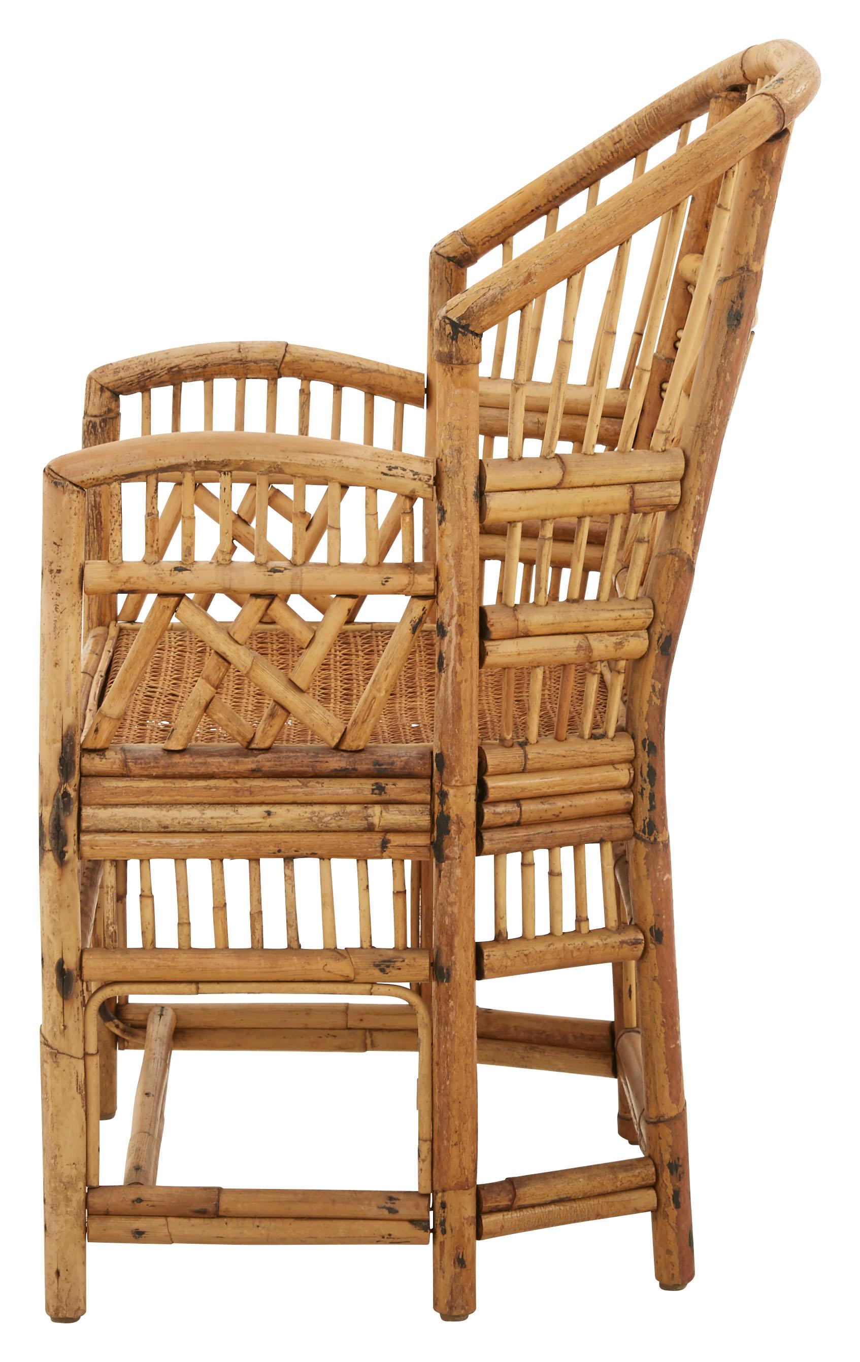 Mid-Century Modern Midcentury Bamboo and Rattan Armchair with Cane Seat