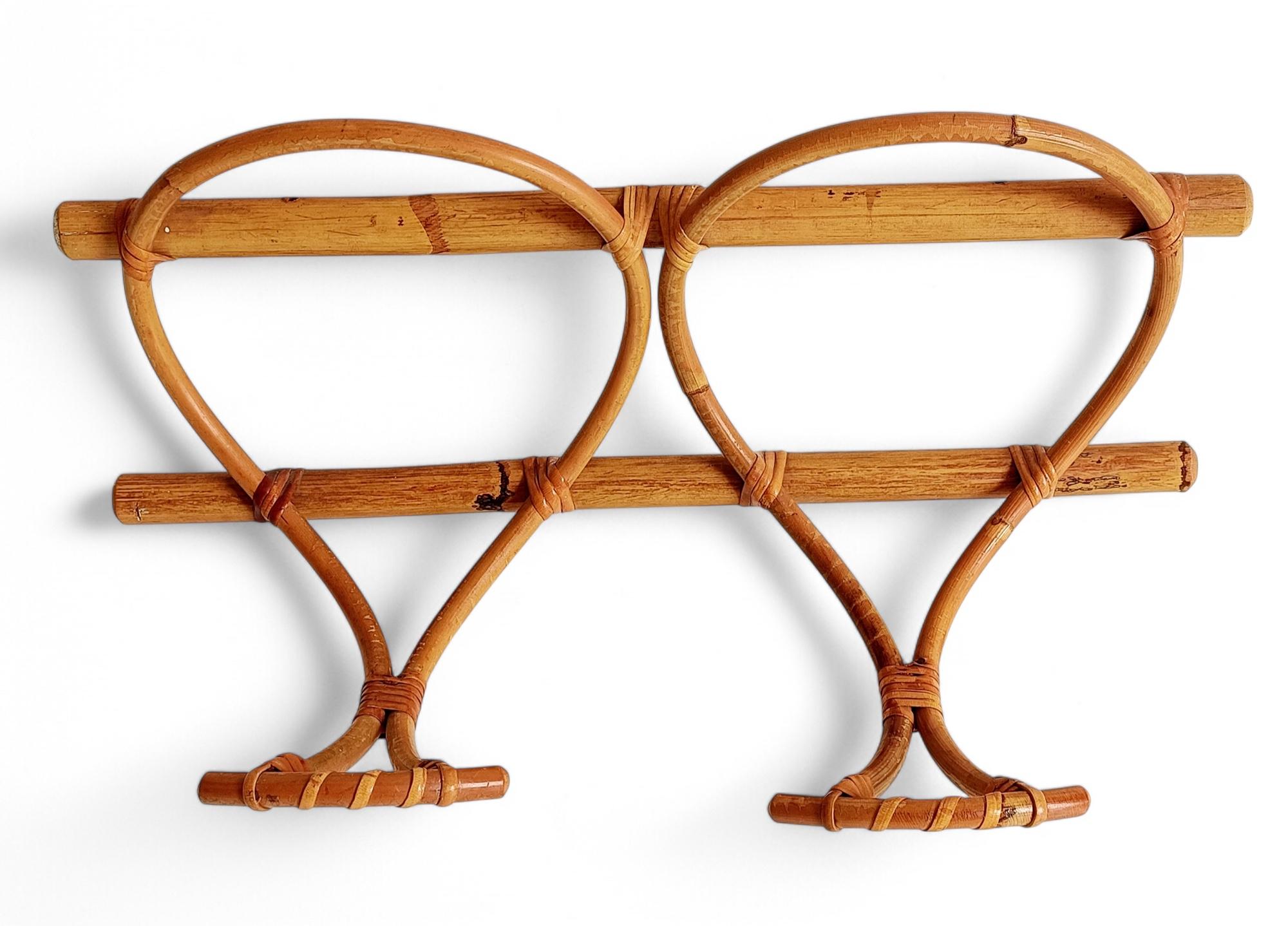French Riviera Bamboo and Rattan Coat Rack, France, 1960s For Sale 5
