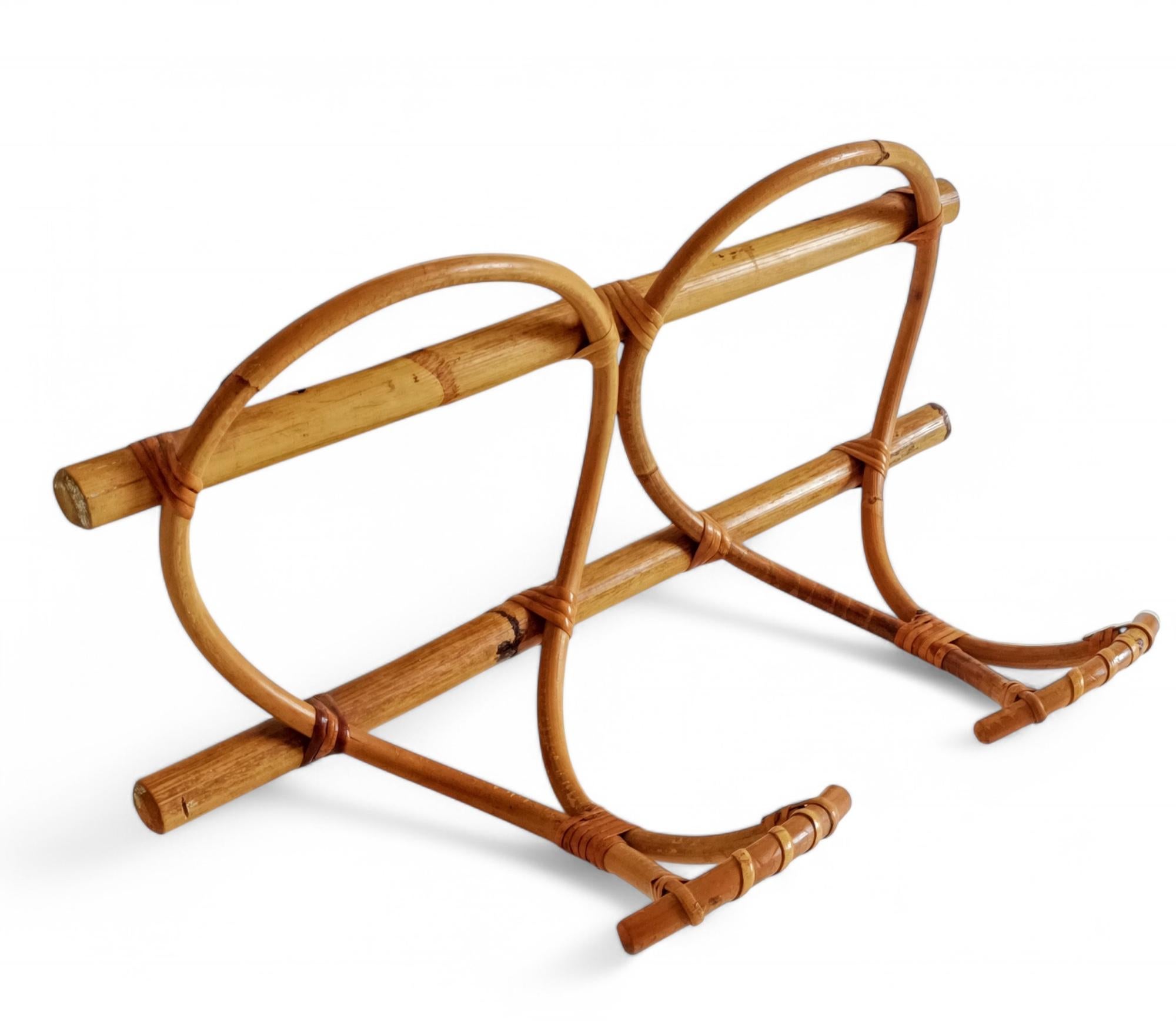 French Riviera Bamboo and Rattan Coat Rack, France, 1960s For Sale 6