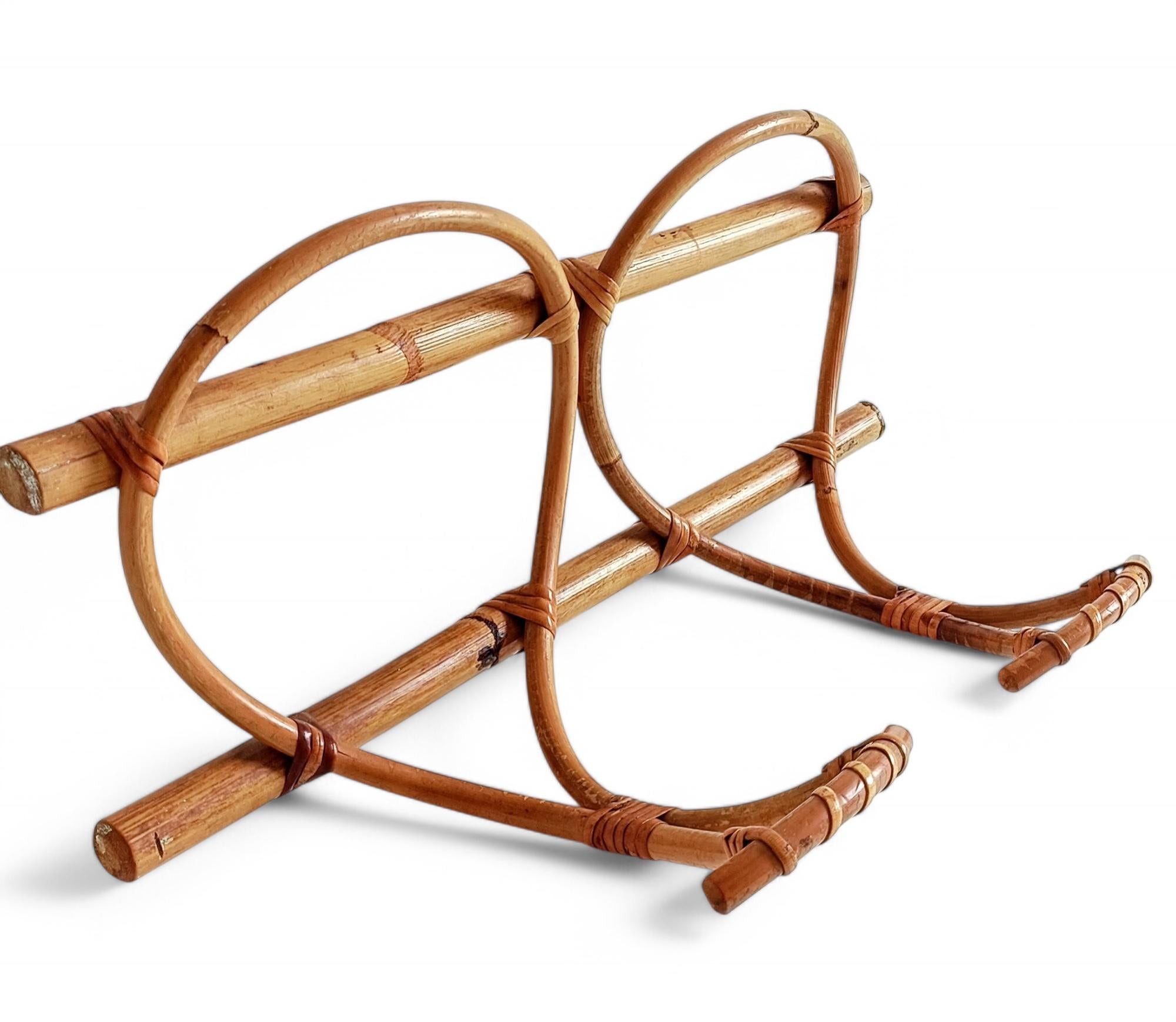 French Riviera Bamboo and Rattan Coat Rack, France, 1960s For Sale 7