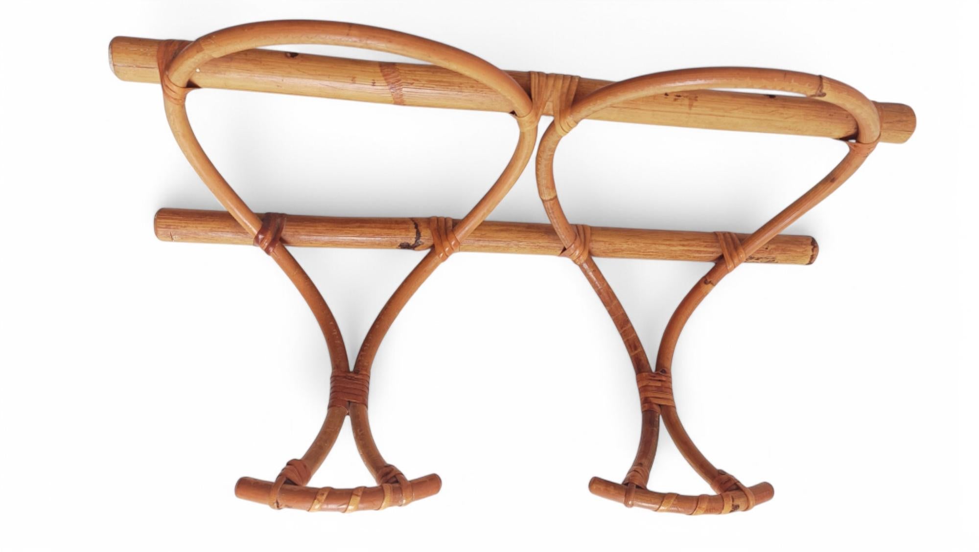French Riviera Bamboo and Rattan Coat Rack, France, 1960s In Excellent Condition For Sale In Valencia, VC
