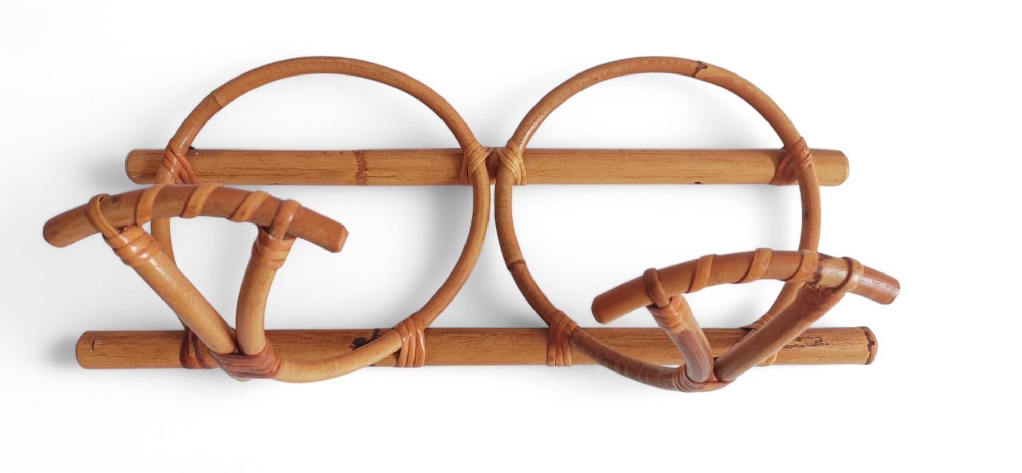 French Riviera Bamboo and Rattan Coat Rack, France, 1960s For Sale 1