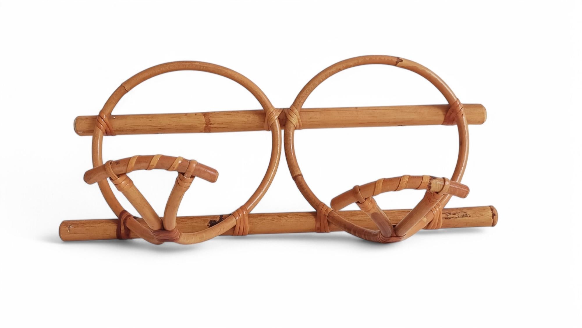 French Riviera Bamboo and Rattan Coat Rack, France, 1960s For Sale 3