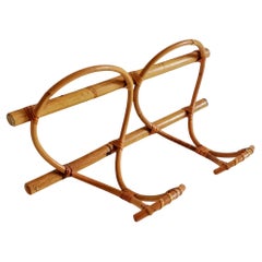 French Riviera Bamboo and Rattan Coat Rack, France, 1960s