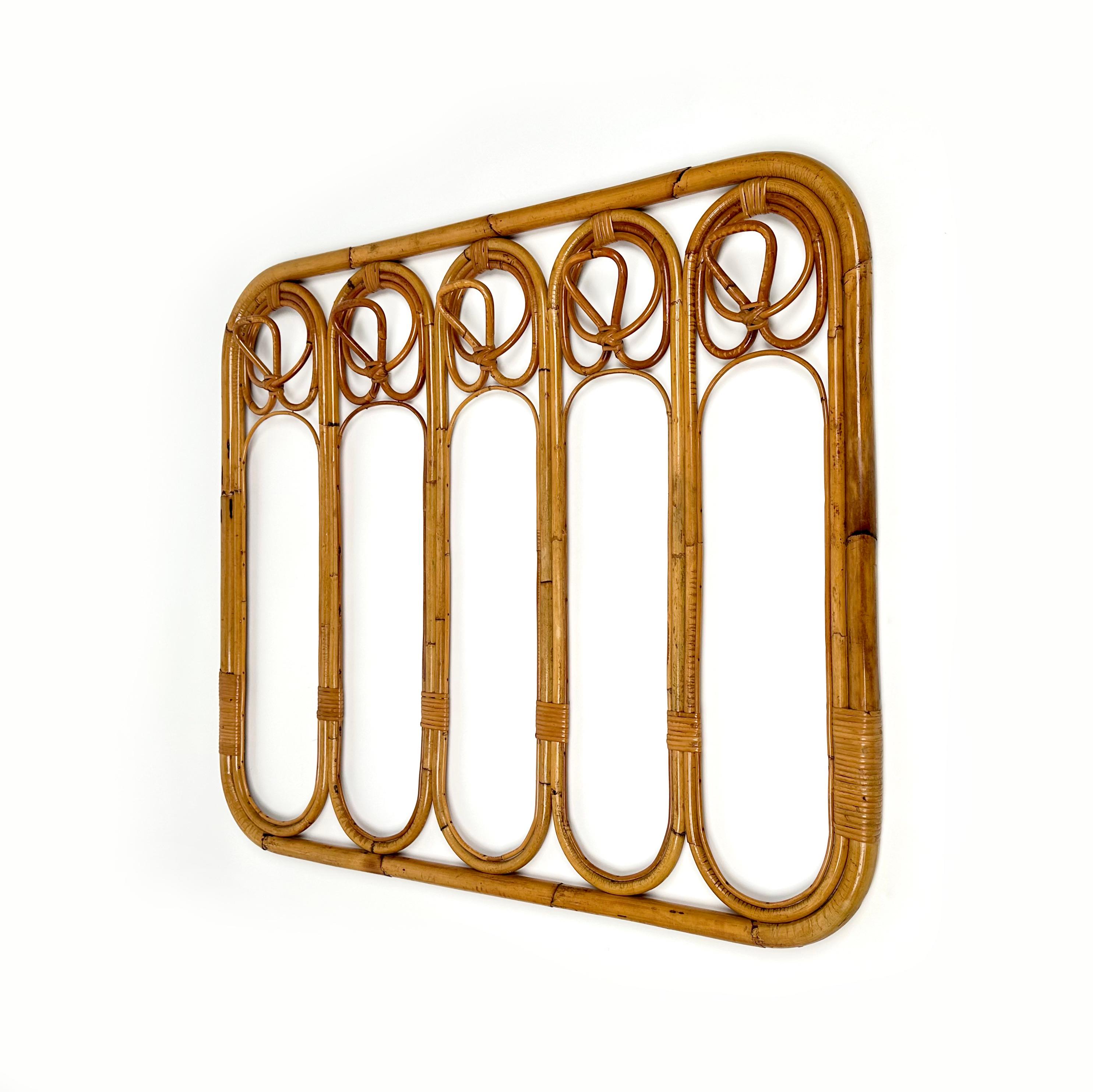 Mid-Century Bamboo and Rattan Coat Rack Stand, Italy 1960s For Sale 4